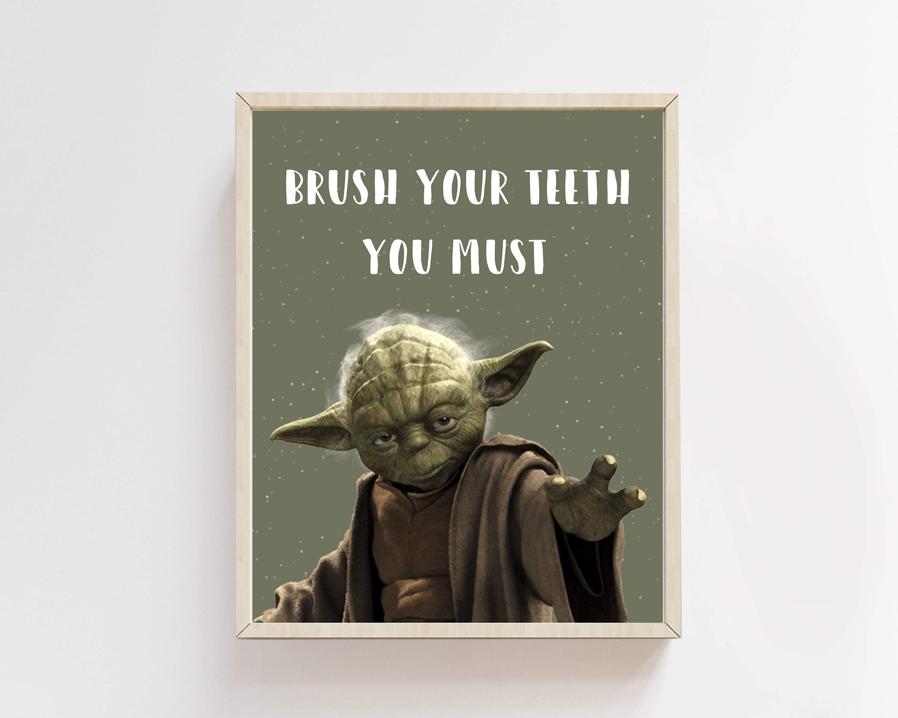 Bathroom Art - Yoda says Brush your Teeth Bathroom printable for kids nursery art print baby nursery bedroom decor