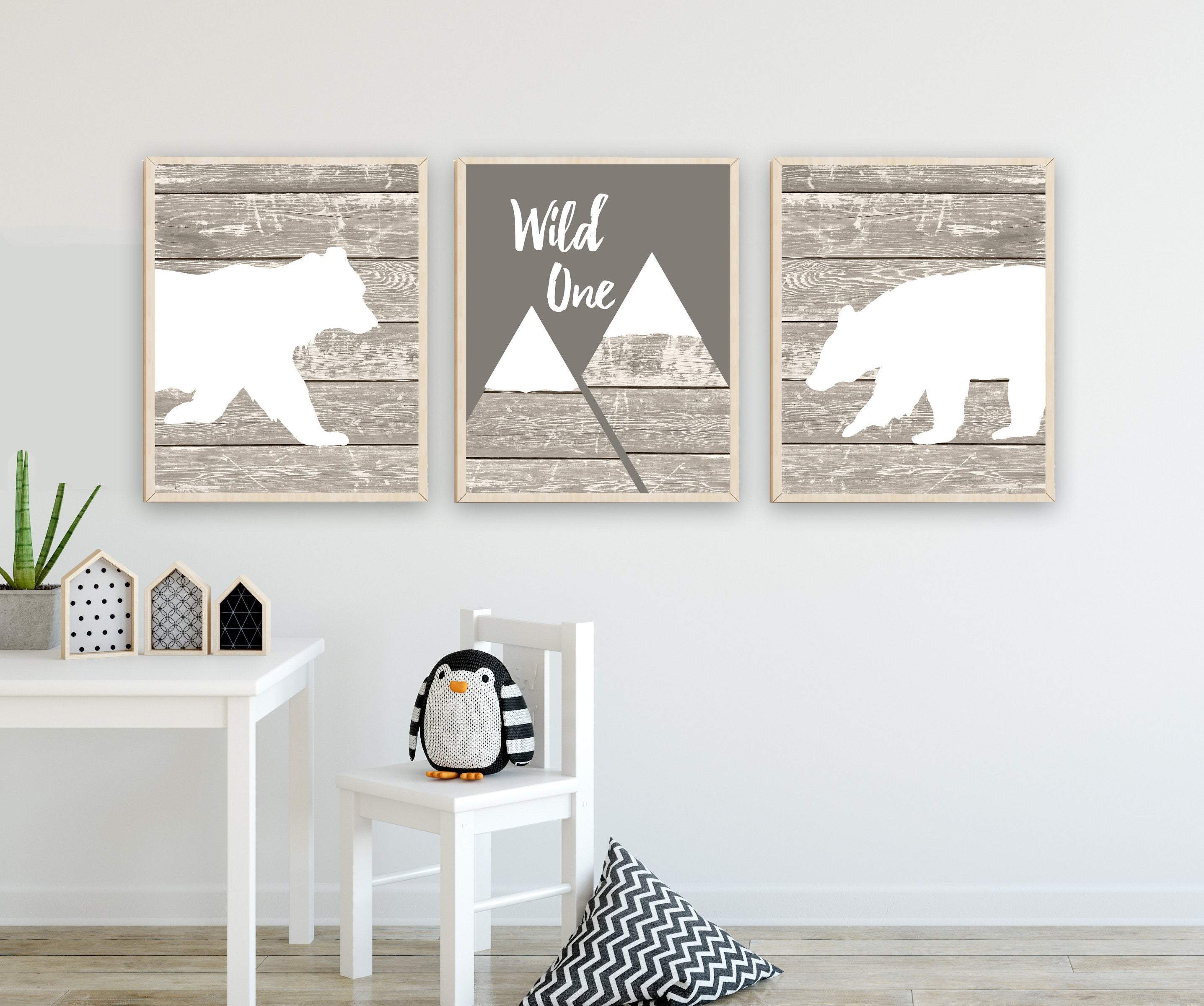 Bear art print | Woodland bear print | Wild one wall art nursery art print baby nursery bedroom decor