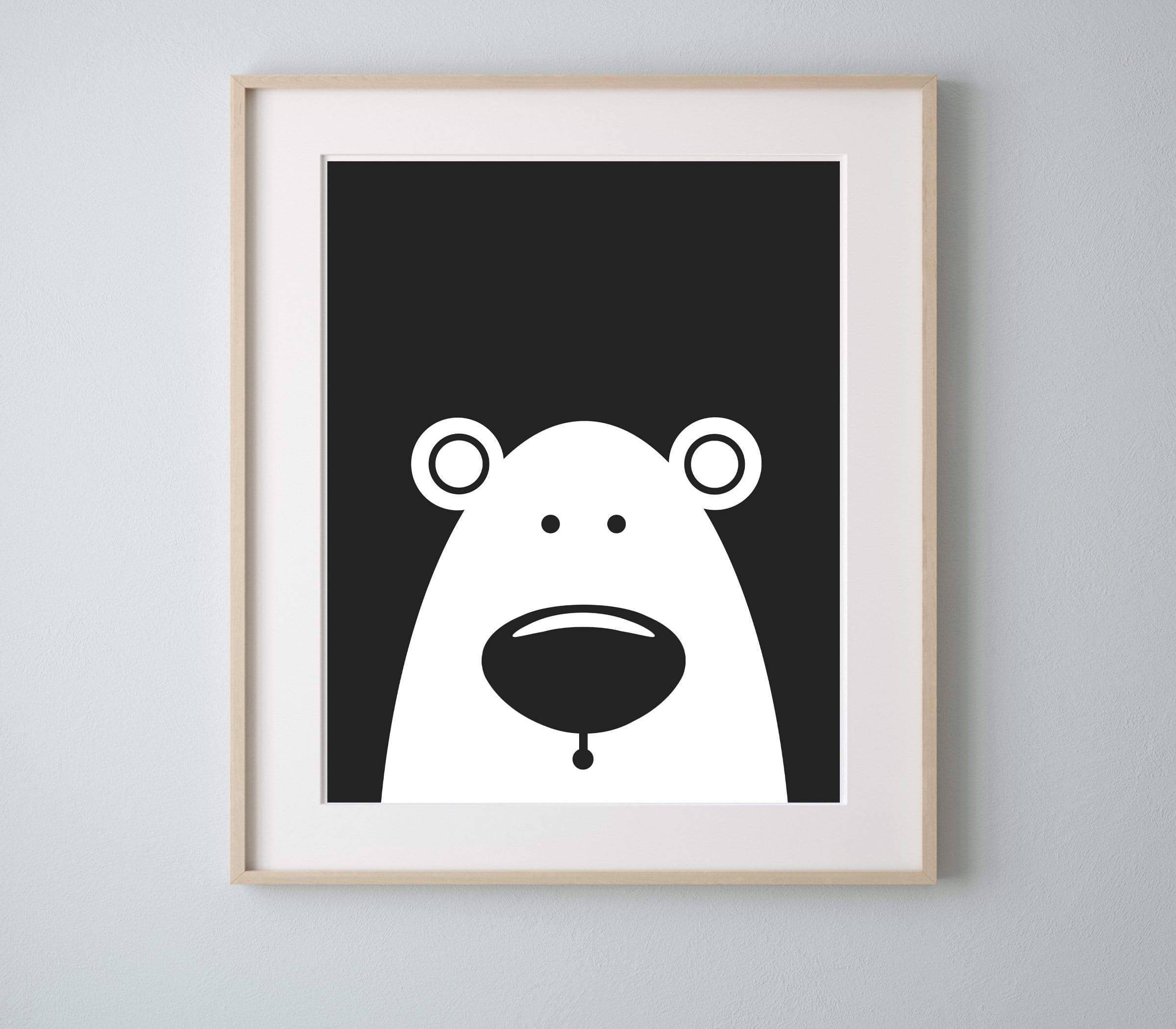 Bear nursery wall art - Nursery black and white bear print - Black bear decor - Bear nursery print - Kids room decor - Black white nursery nursery art print baby nursery bedroom decor