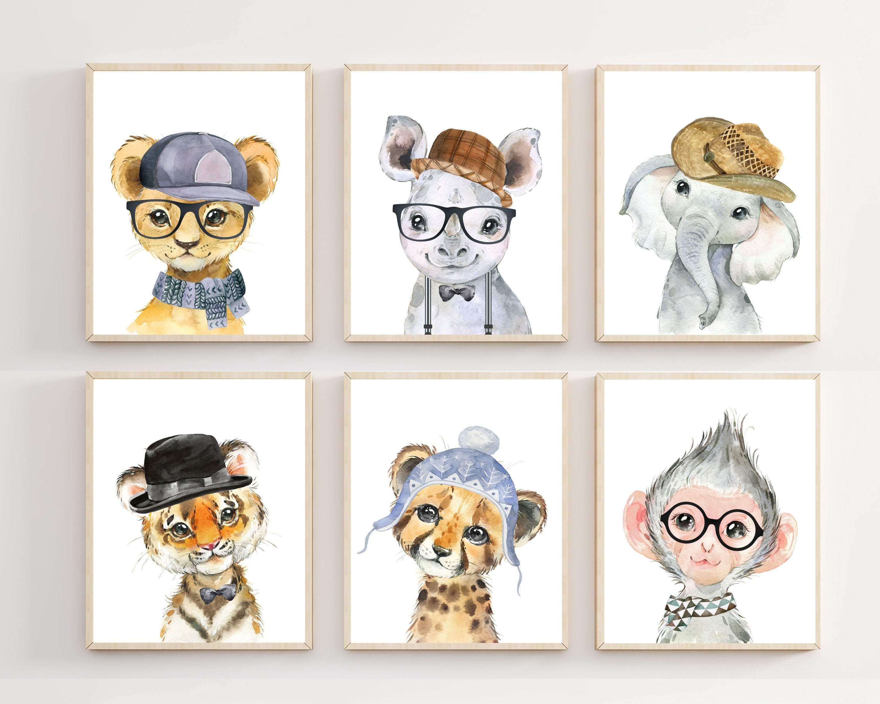 Boys bedroom prints - Boy safari nursery decor - Toddler boy prints - Hipster animal print - preteen boys room decor - Boy wall art - H2446 nursery art print baby nursery bedroom decor