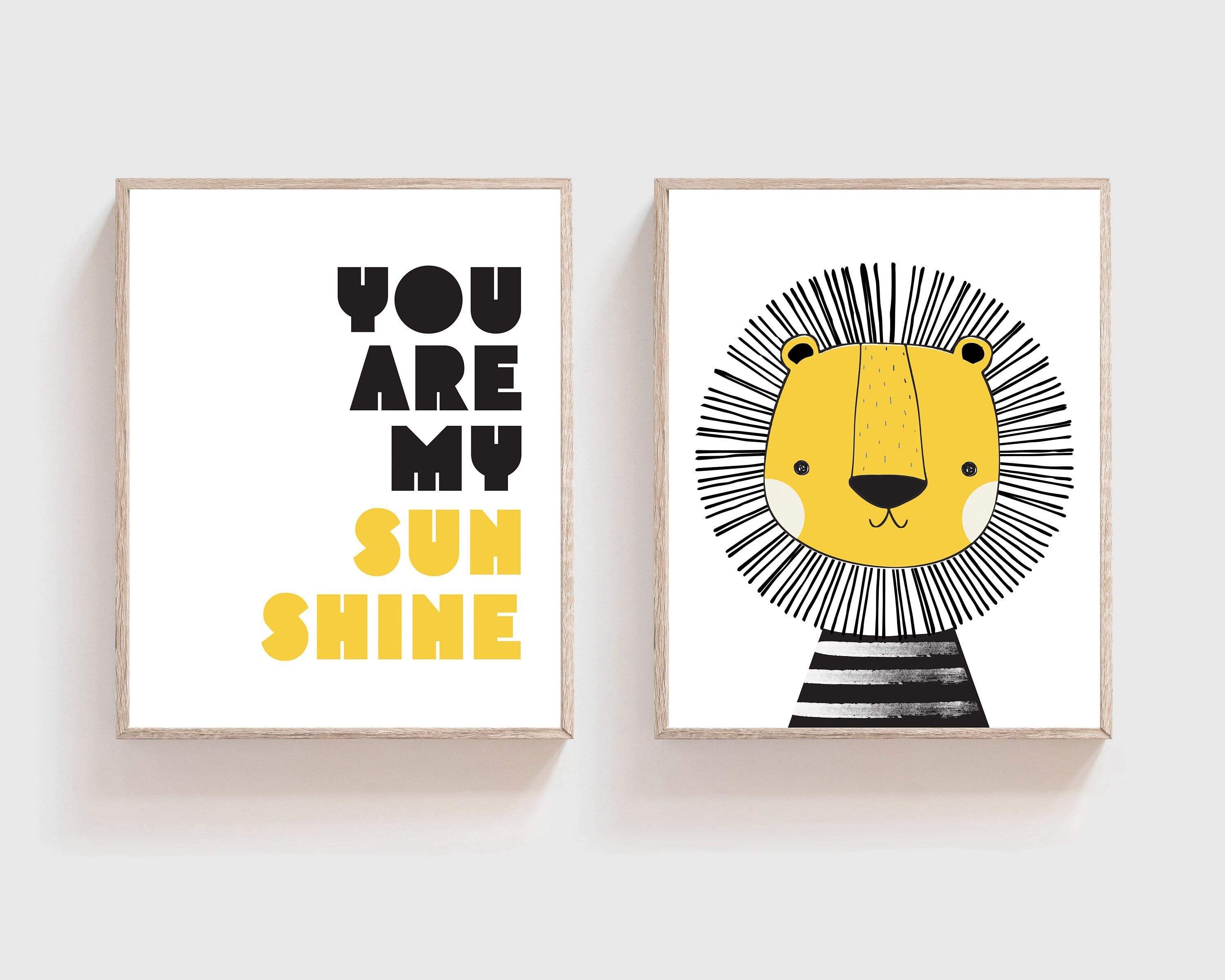 Boys Lion Prints, Lion nursery wall art, You are my sunshine Quote, Scandinavian kids prints, Boys bedroom decor, Safari nursery  -  H1411 nursery art print baby nursery bedroom decor