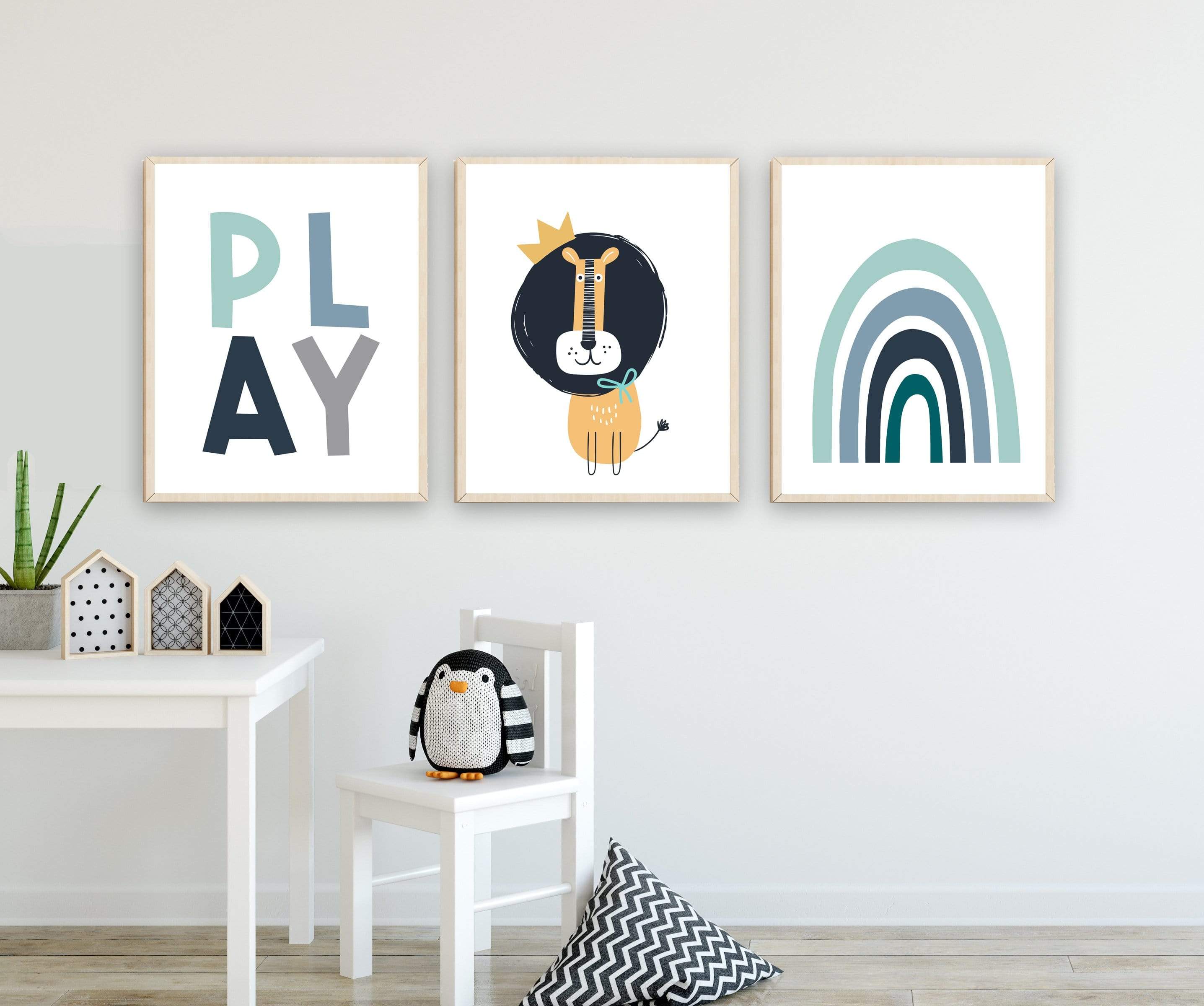 Boys nursery prints - Nursery safari prints - Jungle nursery decor - Scandi nursery print - Boys wall decor - Blue nursery art - Rainbow art nursery art print baby nursery bedroom decor