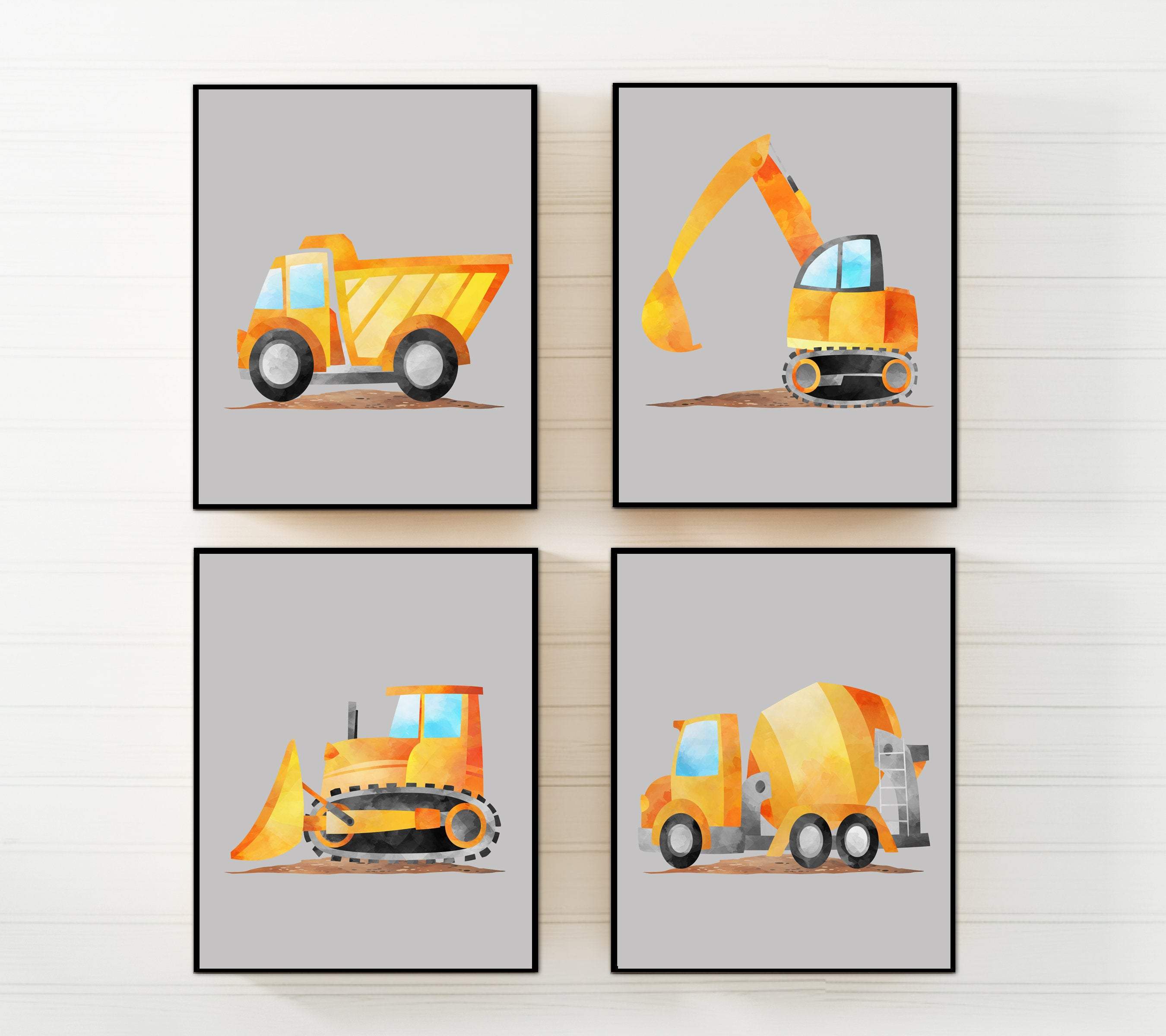 Construction prints - Truck wall art - Truck prints for boys room nursery art print baby nursery bedroom decor