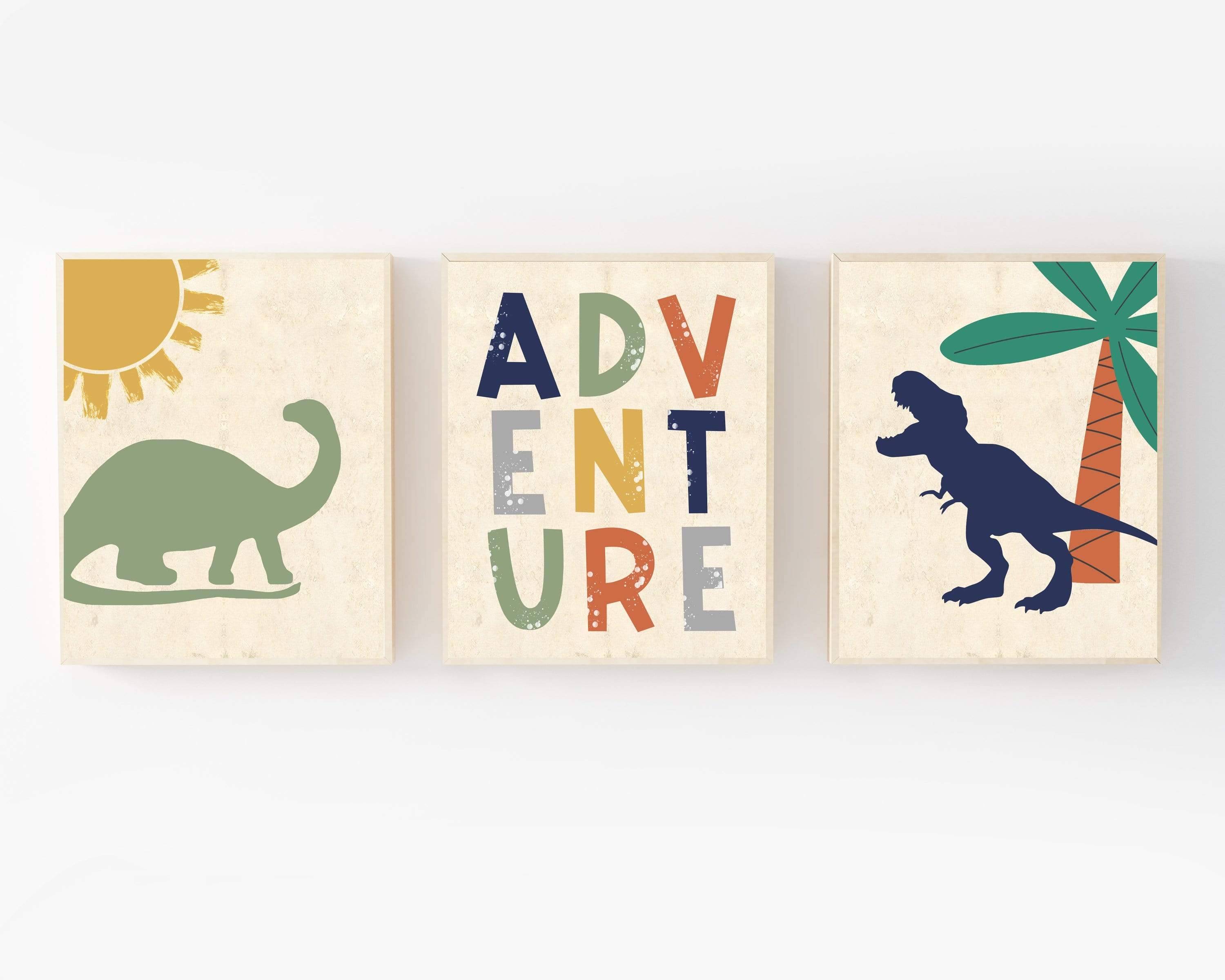 Dinosaur Adventure Wall Art | Set of 3 Prints nursery art print baby nursery bedroom decor