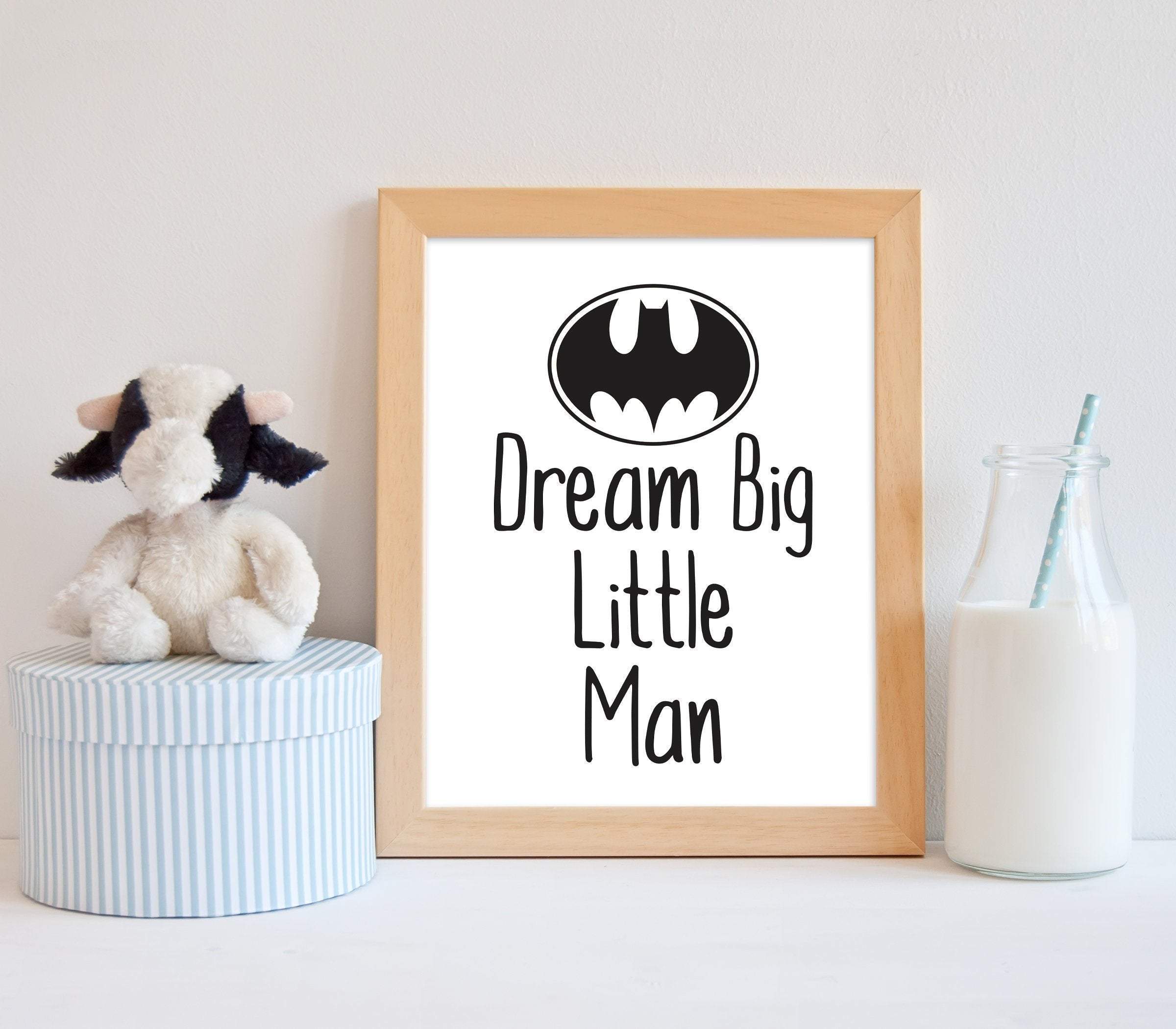Dream big little man wall art print, Boys superhero nursery print, Batman print, Boys bedroom print, Superhero wall art, Digital art - H1271 nursery art print baby nursery bedroom decor
