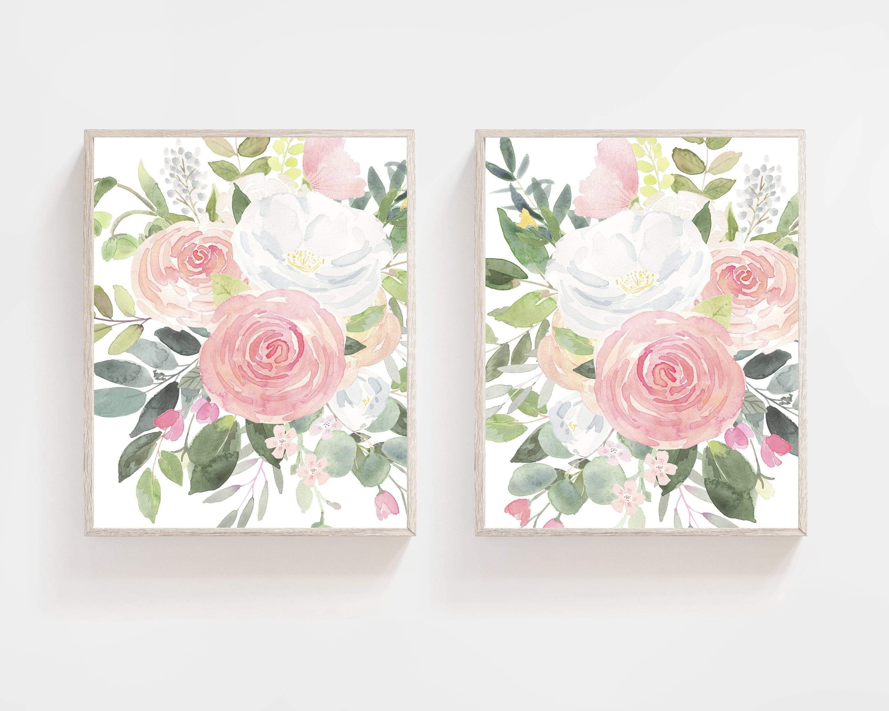 Farmhouse nursery decor - Blush pink florals - pink flowers - Farmhouse wall art - Baby girl nursery - Nursery printables - baby shower gift nursery art print baby nursery bedroom decor