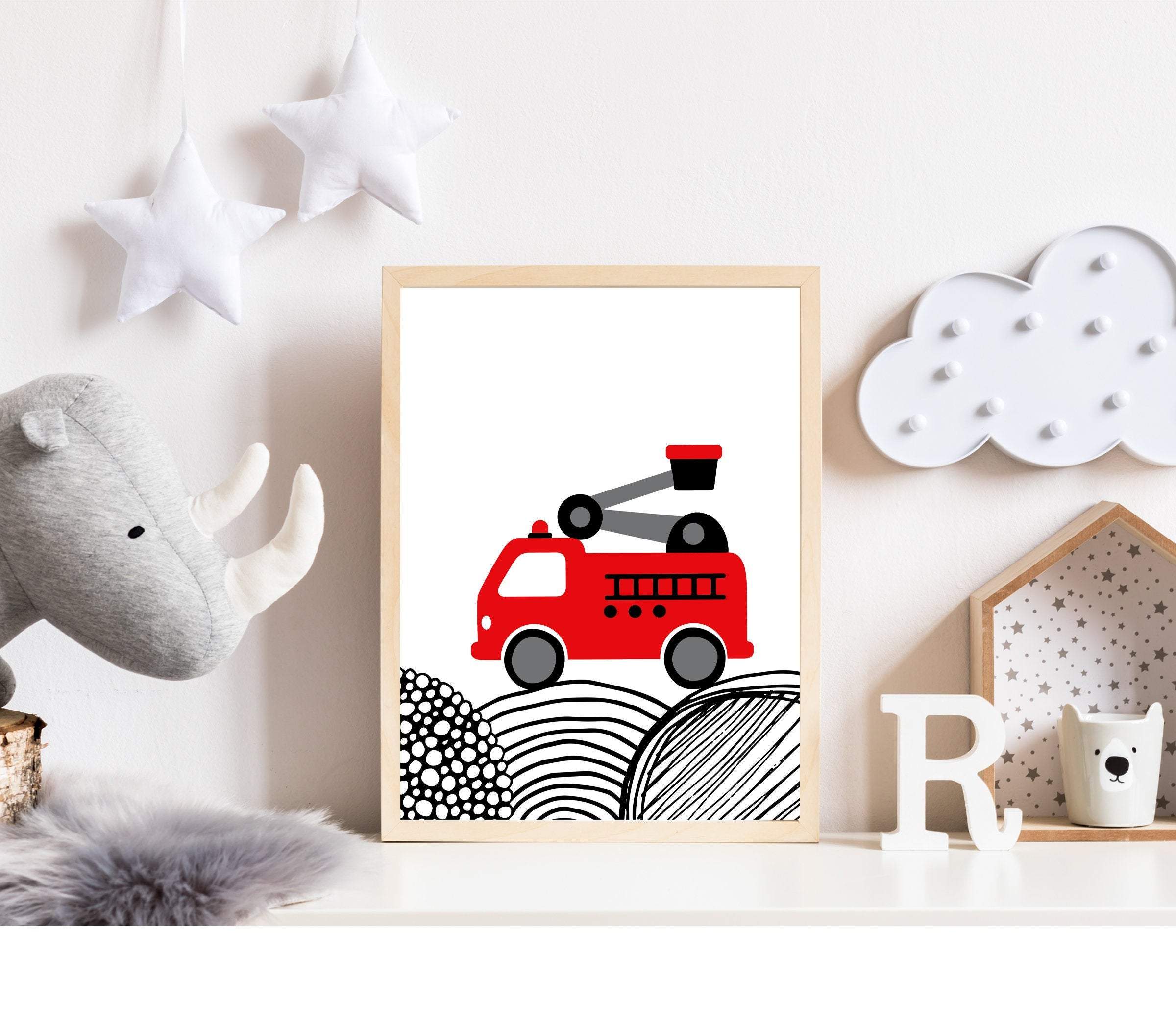 Fire truck print - Fire Truck nursery - Fire enigine print - Printable fire truck - Toddler boy room prints - Fire engine decor - H1977 nursery art print baby nursery bedroom decor