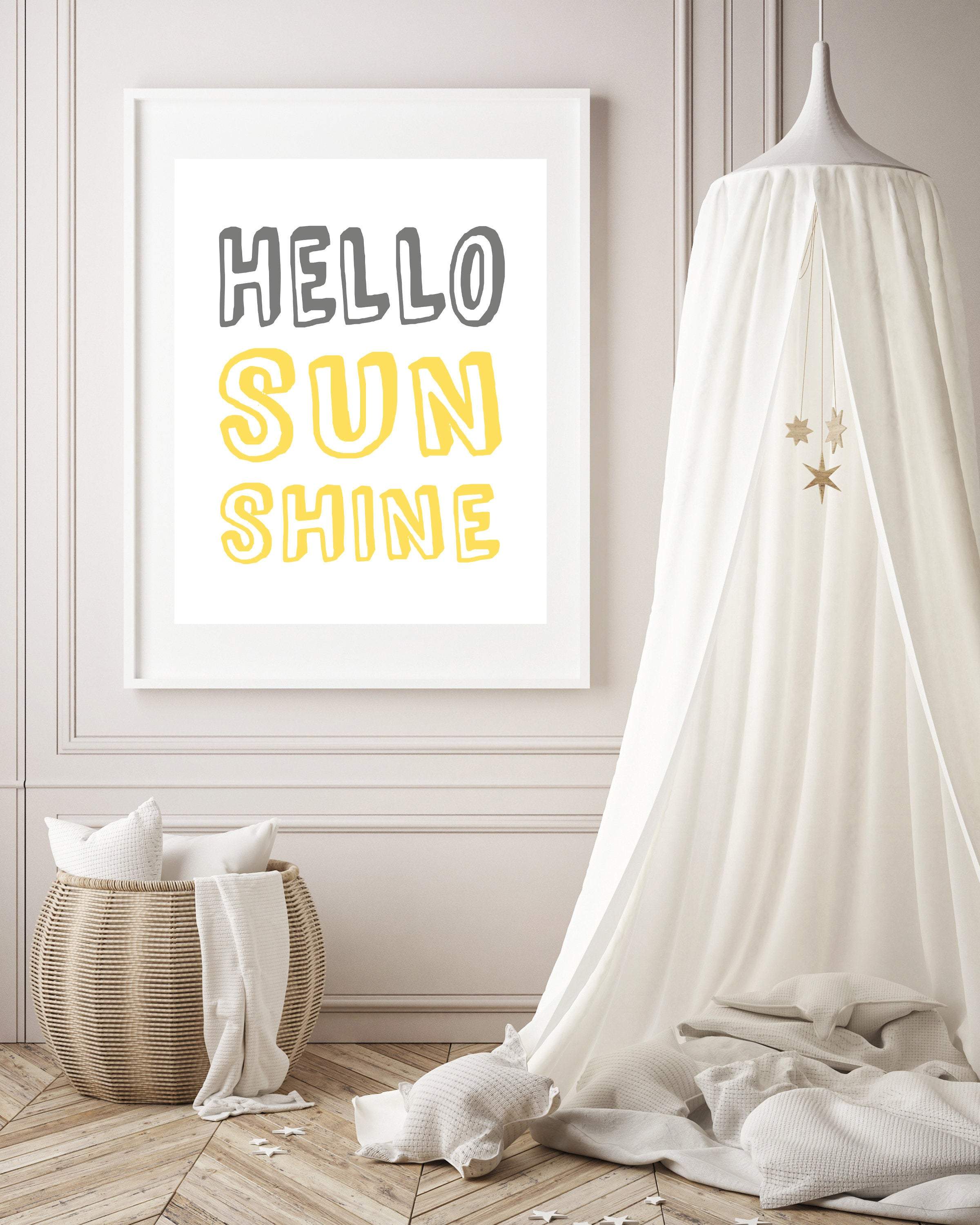 HELLO SUNSHINE Quote for kids bedroom nursery art print baby nursery bedroom decor