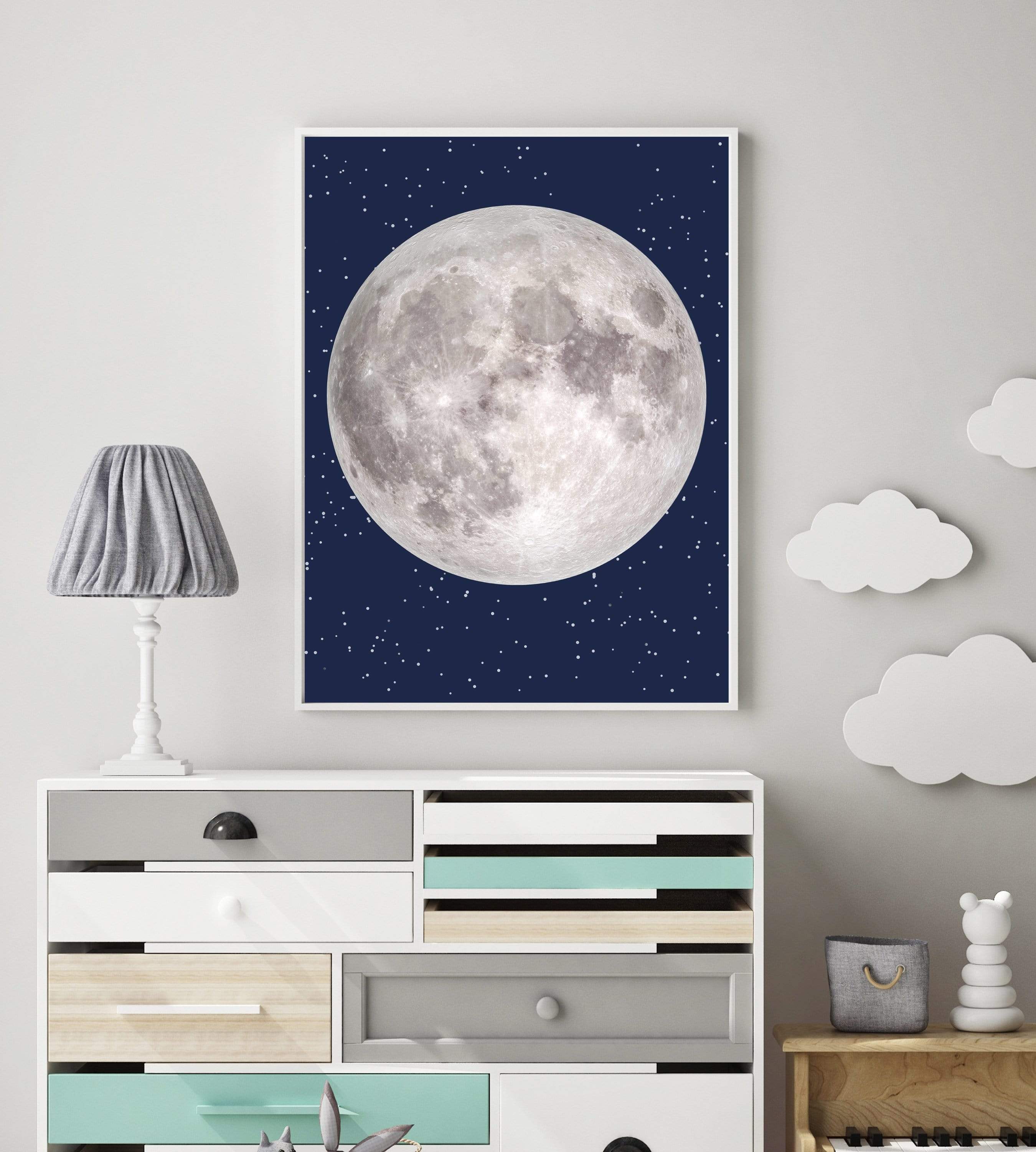 Moon print wall art - Moon poster - Full moon art print - Luna poster - Moon printable - Printable moon - Watercolor moon art nursery art print baby nursery bedroom decor
