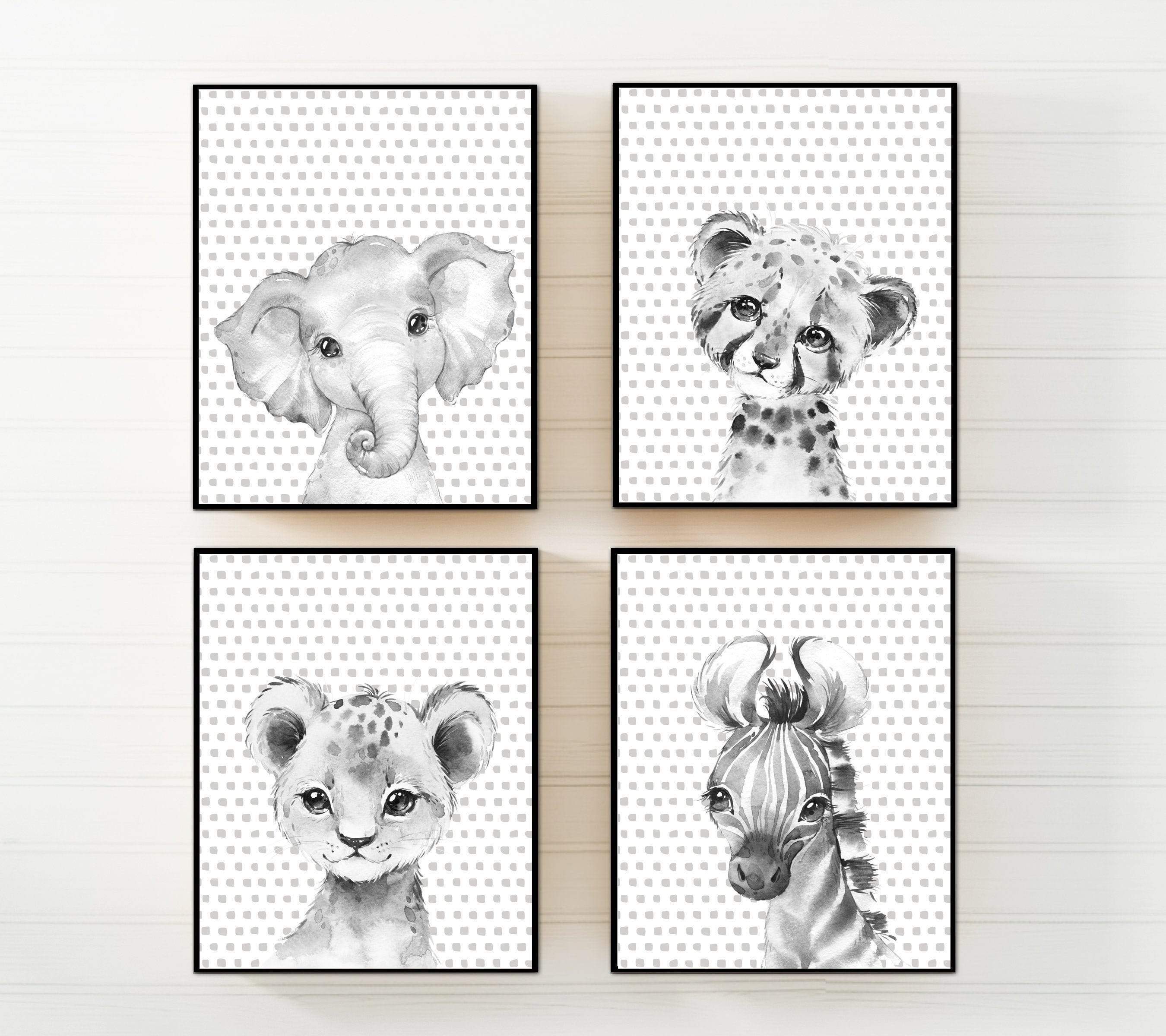 Nursery animal prints - Black and white wall art - Nursery animal wall art - Safari animals prints - Printable nursery wall art - Jungle art nursery art print baby nursery bedroom decor