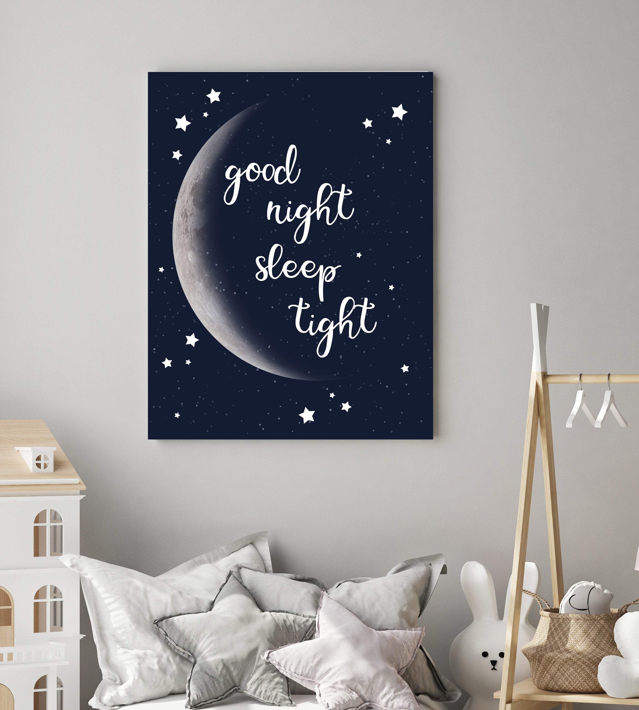 Nursery moon wall art - Moon print wall art - Moon printable - Moon print nursery - Good night sleep tight wall art - Moon and stars nursery nursery art print baby nursery bedroom decor