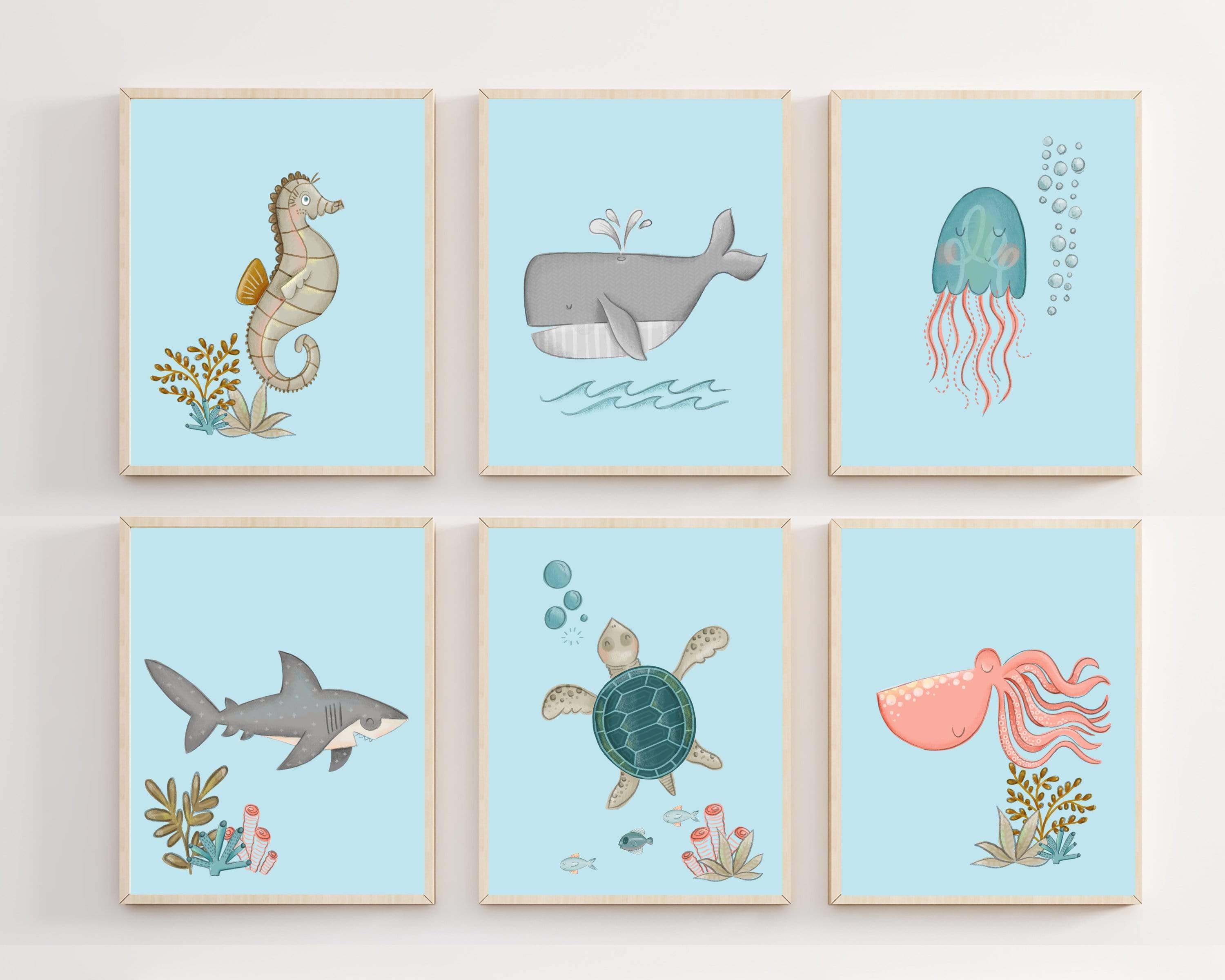 Ocean nursery decor  - Under the sea nursery - Sea animal prints - Ocean printable art - Nautical nursery decor - Sea creature prints -H2055 nursery art print baby nursery bedroom decor