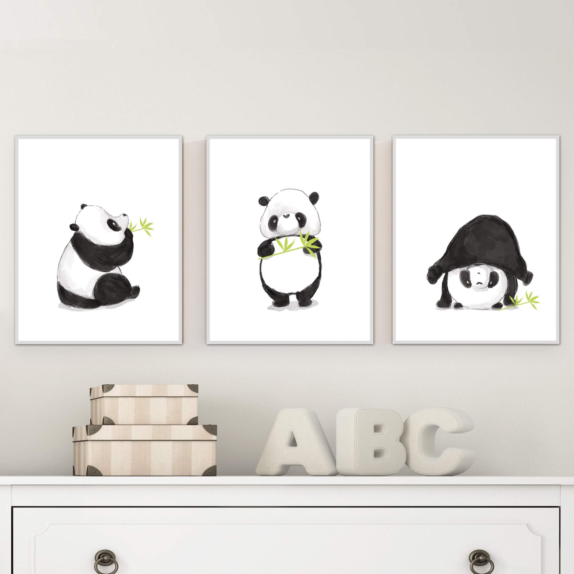 Panda print - Black and white wall art - Panda printable - Minimalist nursery decor - Panda wall art - Black and white nursery - H1981 nursery art print baby nursery bedroom decor