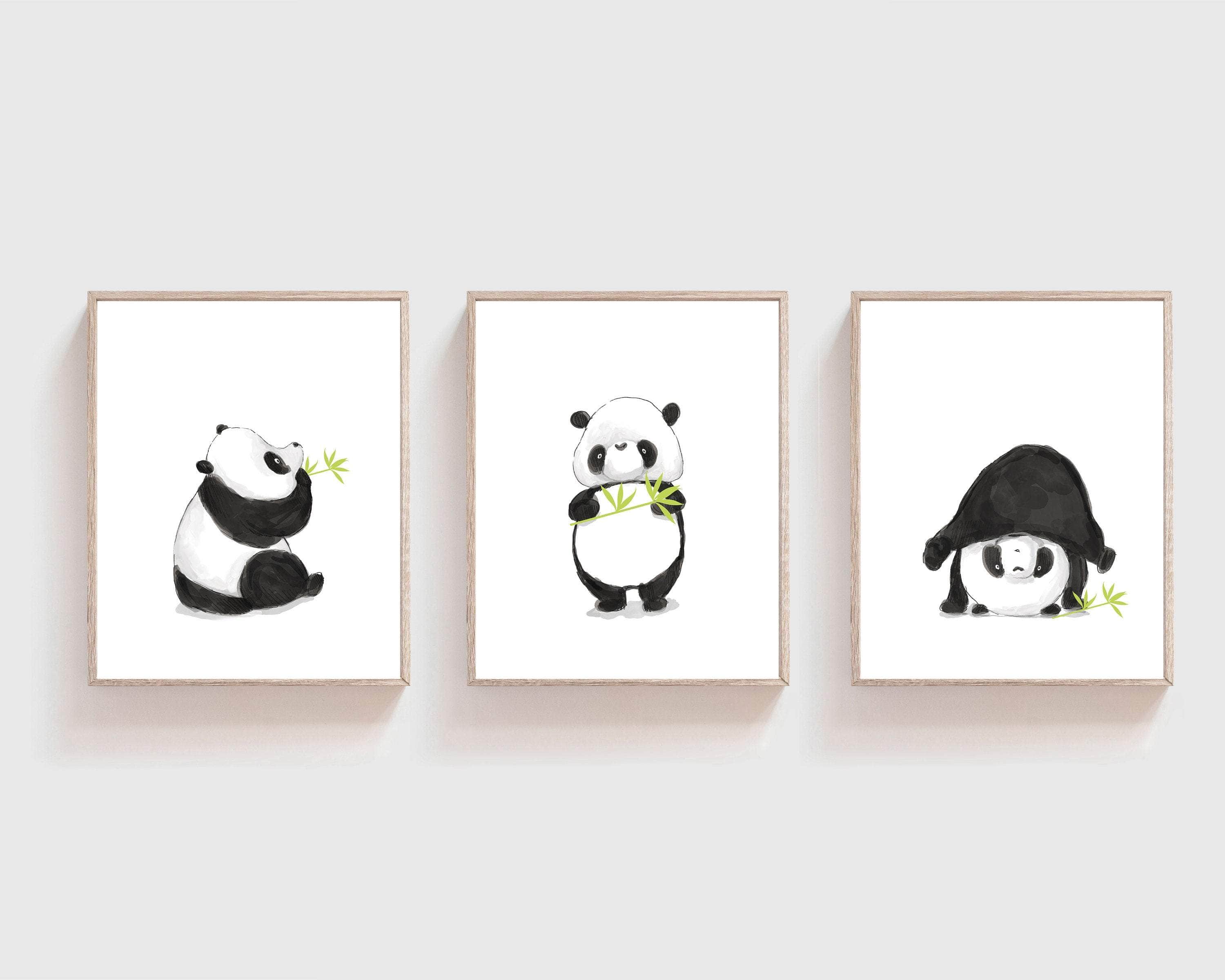 Panda print - Black and white wall art - Panda printable - Minimalist nursery decor - Panda wall art - Black and white nursery - H1981 nursery art print baby nursery bedroom decor