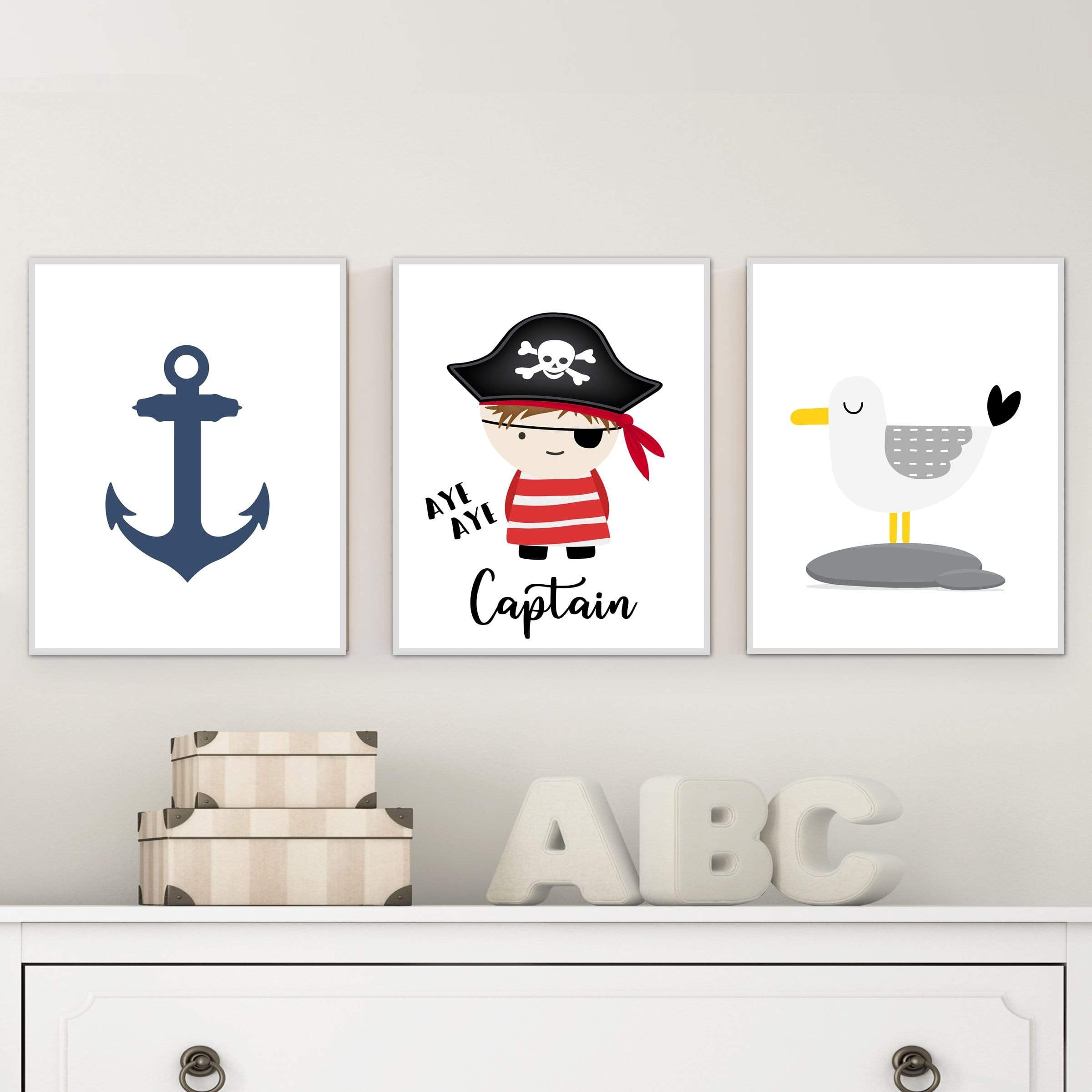 Pirate nursery print set - Pirate wall art - Toddler bedroom decor - Pirate print - Pirate poster - Boys room wall art - Pirate bedroom nursery art print baby nursery bedroom decor