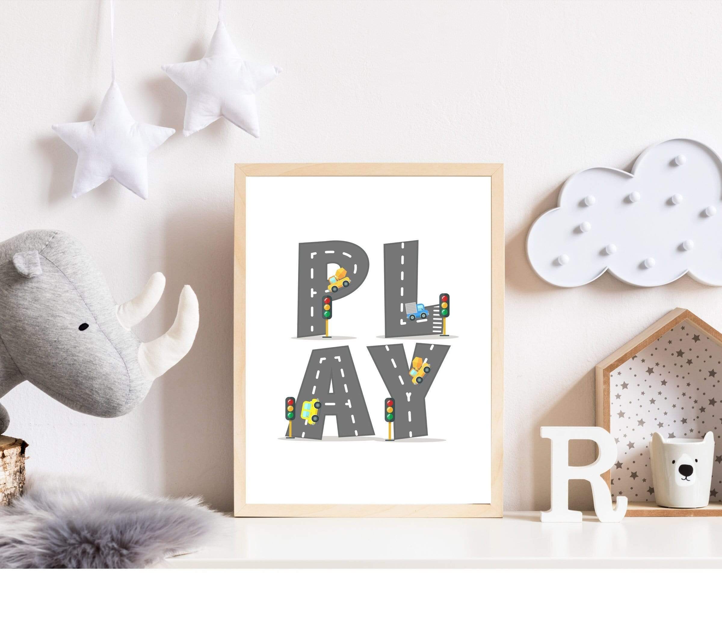 Play wall art - Playroom art printable - Boys room wall art -  Car wall art - Play sign - Playroom decor - Letter wall decor - Nursery decor nursery art print baby nursery bedroom decor