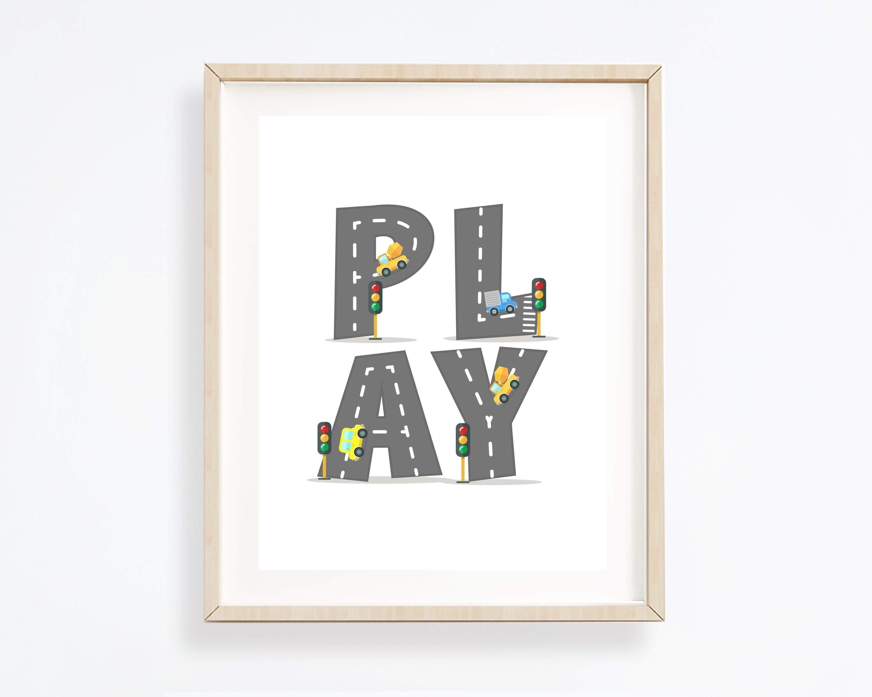 Play wall art - Playroom art printable - Boys room wall art -  Car wall art - Play sign - Playroom decor - Letter wall decor - Nursery decor nursery art print baby nursery bedroom decor