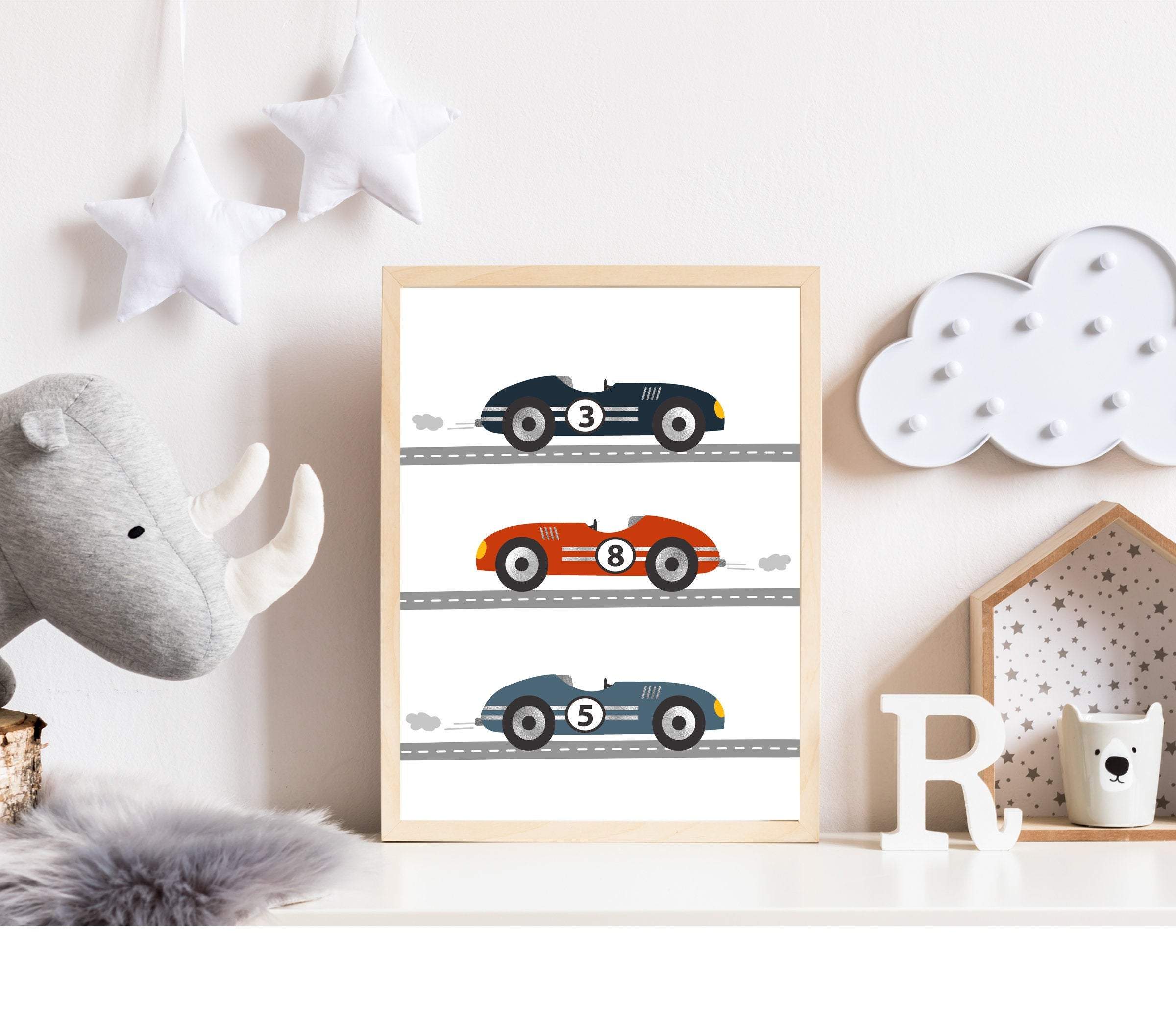 Race car wall art - Race car nursery - Race car boy room decor - car bedroom - Boys bedroom decor - Car nursery decor - Race car baby nursery art print baby nursery bedroom decor