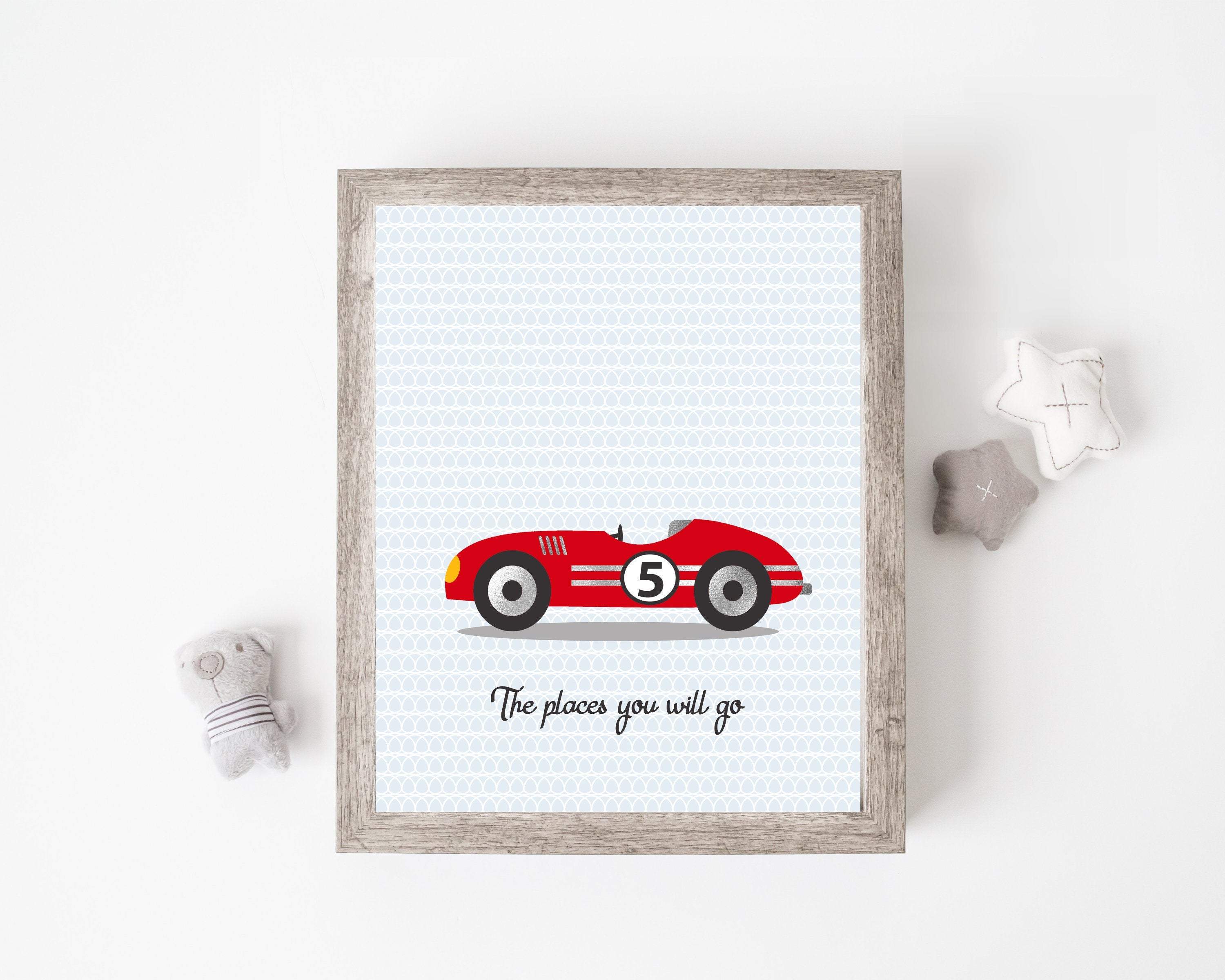 Racing car print - Boys wall art - Vintage race car art - Car art print - Baby boy nursery prints - Car canvas - Car printable - H1902 nursery art print baby nursery bedroom decor