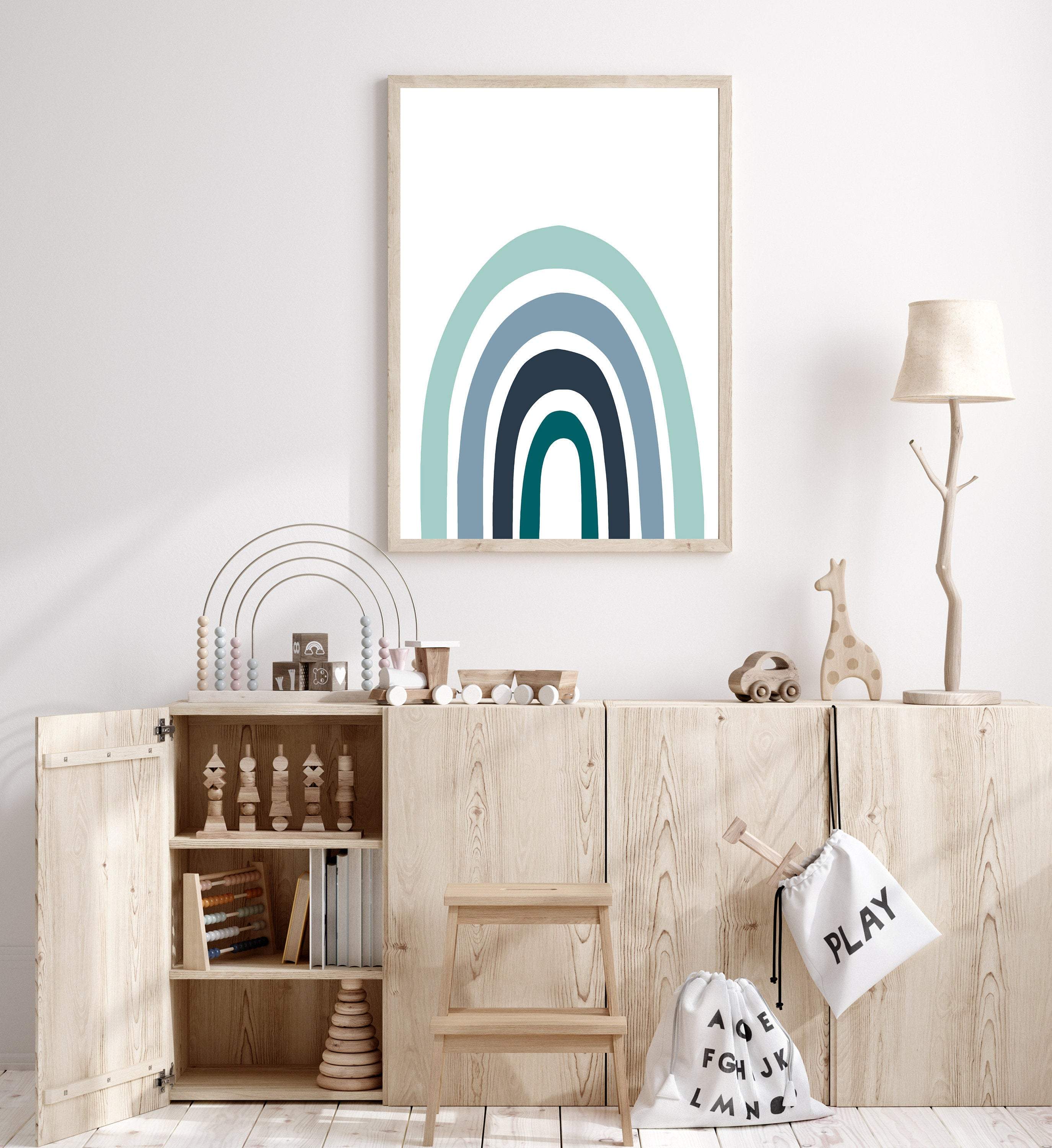 Rainbow boys nursery - Blue rainbow print - Boys room decor - Scandi nursery print - Boys nursery prints - Rainbow printable - Modern boy nursery art print baby nursery bedroom decor