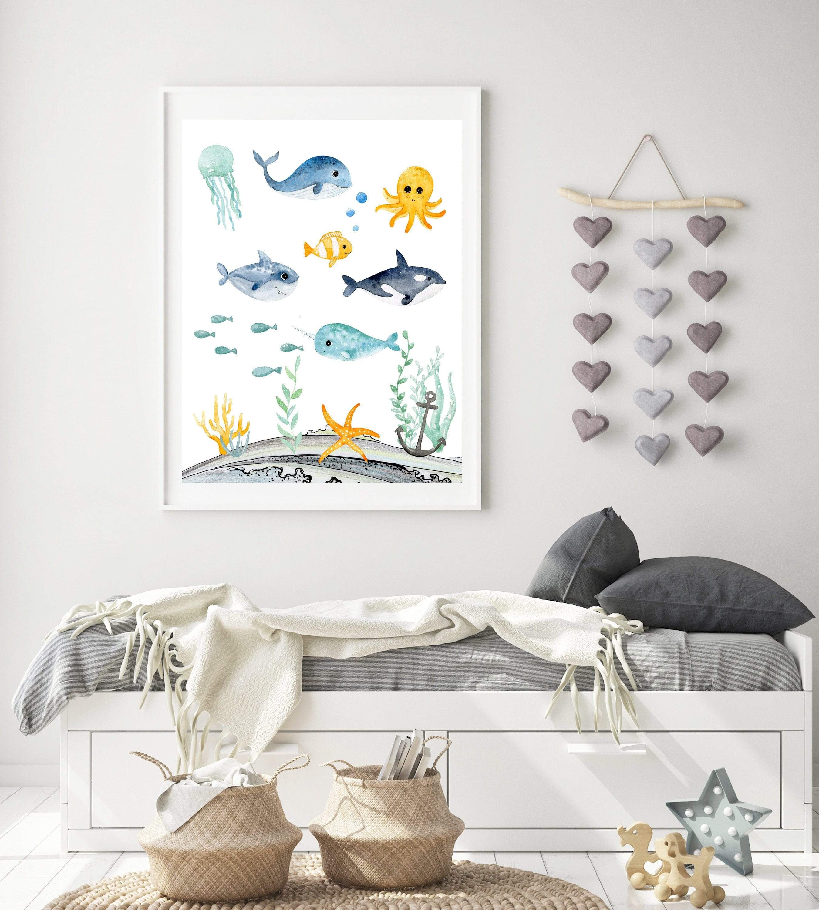 Sea animals wall art | Ocean Art printable | Nautical art print nursery art print baby nursery bedroom decor