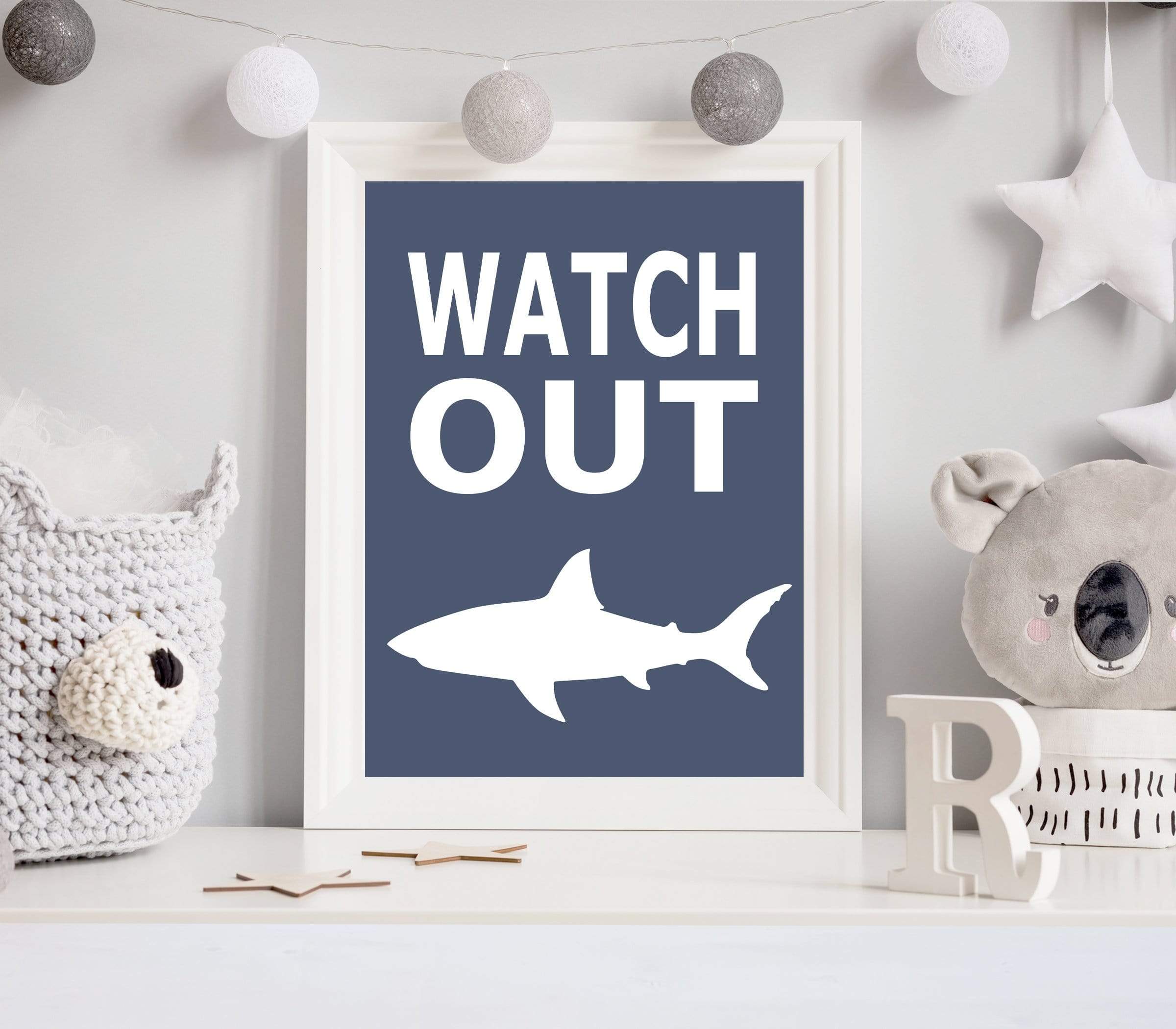 Shark bathroom print - Boys bathroom wall decor - Printable bathroom wall print - Blue bathroom prints - Boys shark room decor - H1964 nursery art print baby nursery bedroom decor