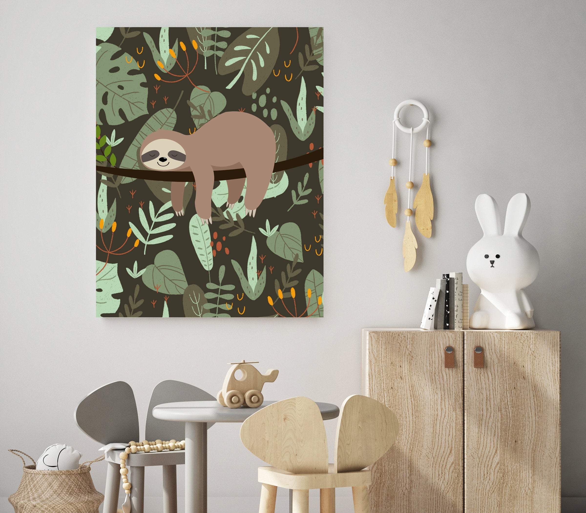 Sloth wall art | Boys bedroom printable | Wild animal art print nursery art print baby nursery bedroom decor