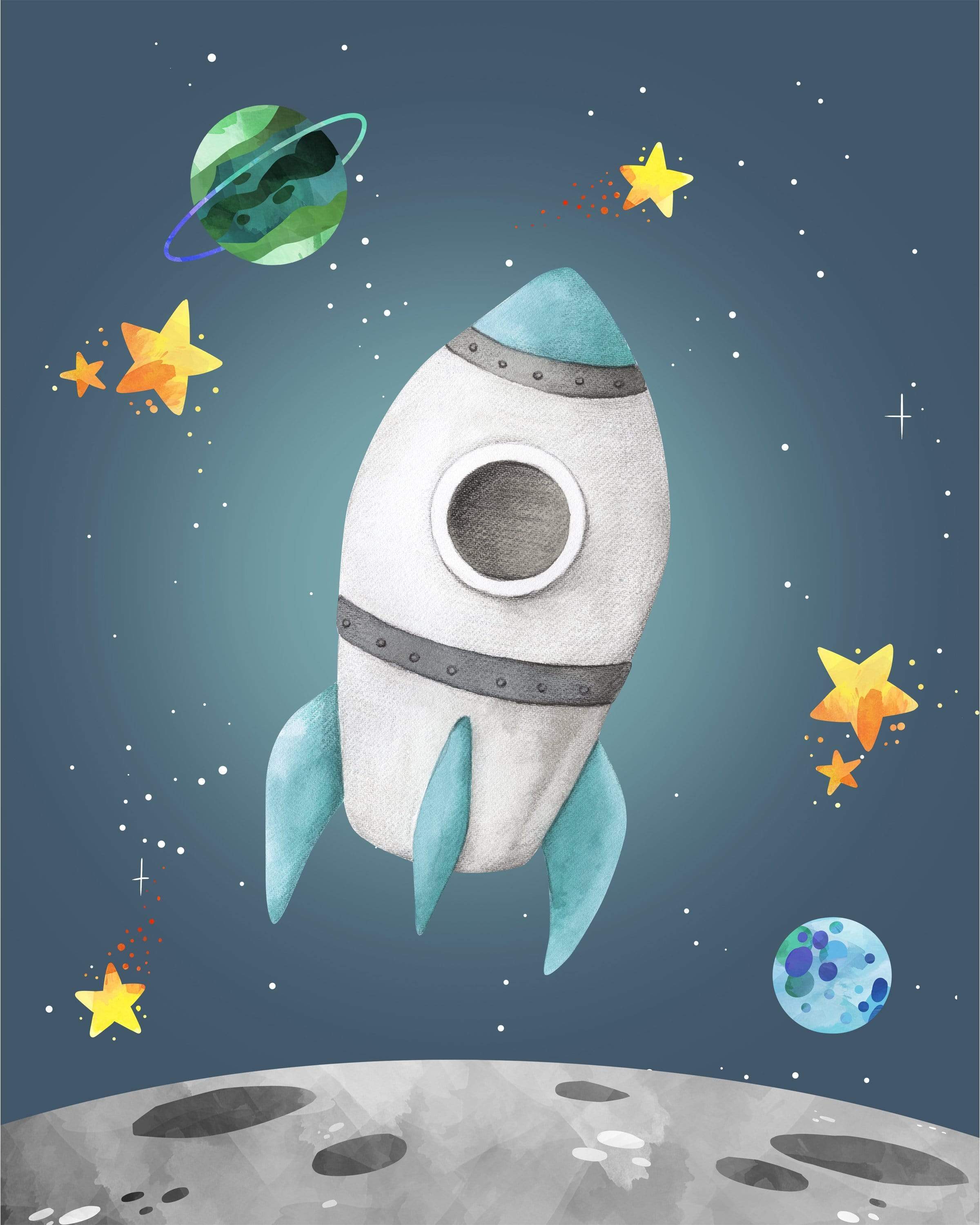 Space wall art - Space themed prints - Space printable art - Boy wall art - Space nursery decor - Space decor - Rocket Astronaut Planets nursery art print baby nursery bedroom decor