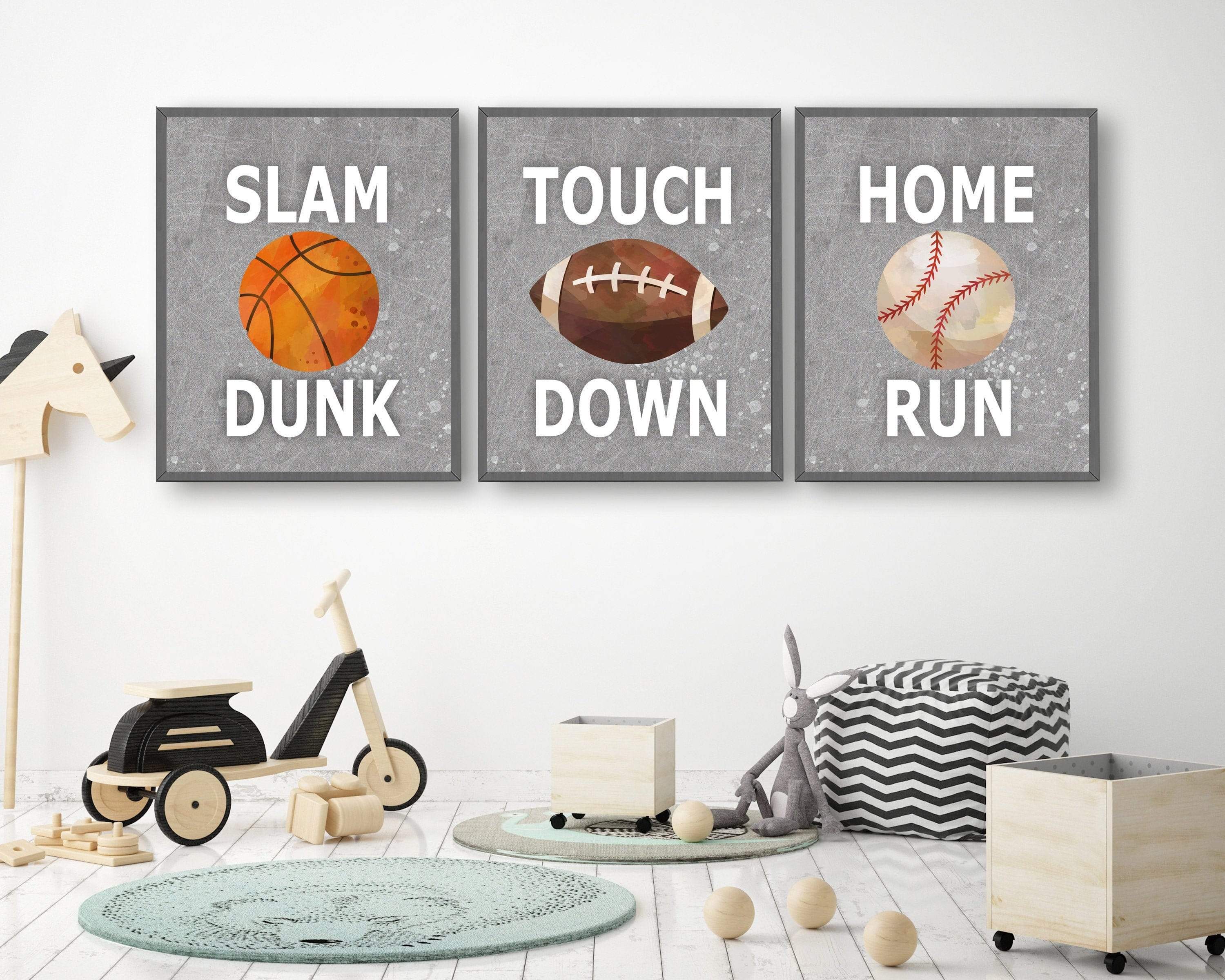 Sports decor wall art | Sports room decor | Baseball, Football, Basketball nursery art print baby nursery bedroom decor