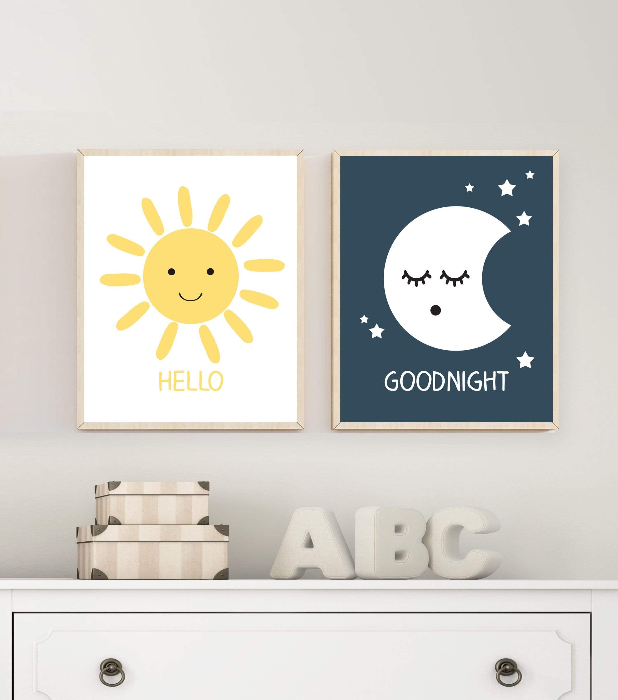Sun Moon print - Moon art print - Sun wall art - Printable moon art - Nursery prints boys - Nursery printables - boys room wall art - H1597 nursery art print baby nursery bedroom decor