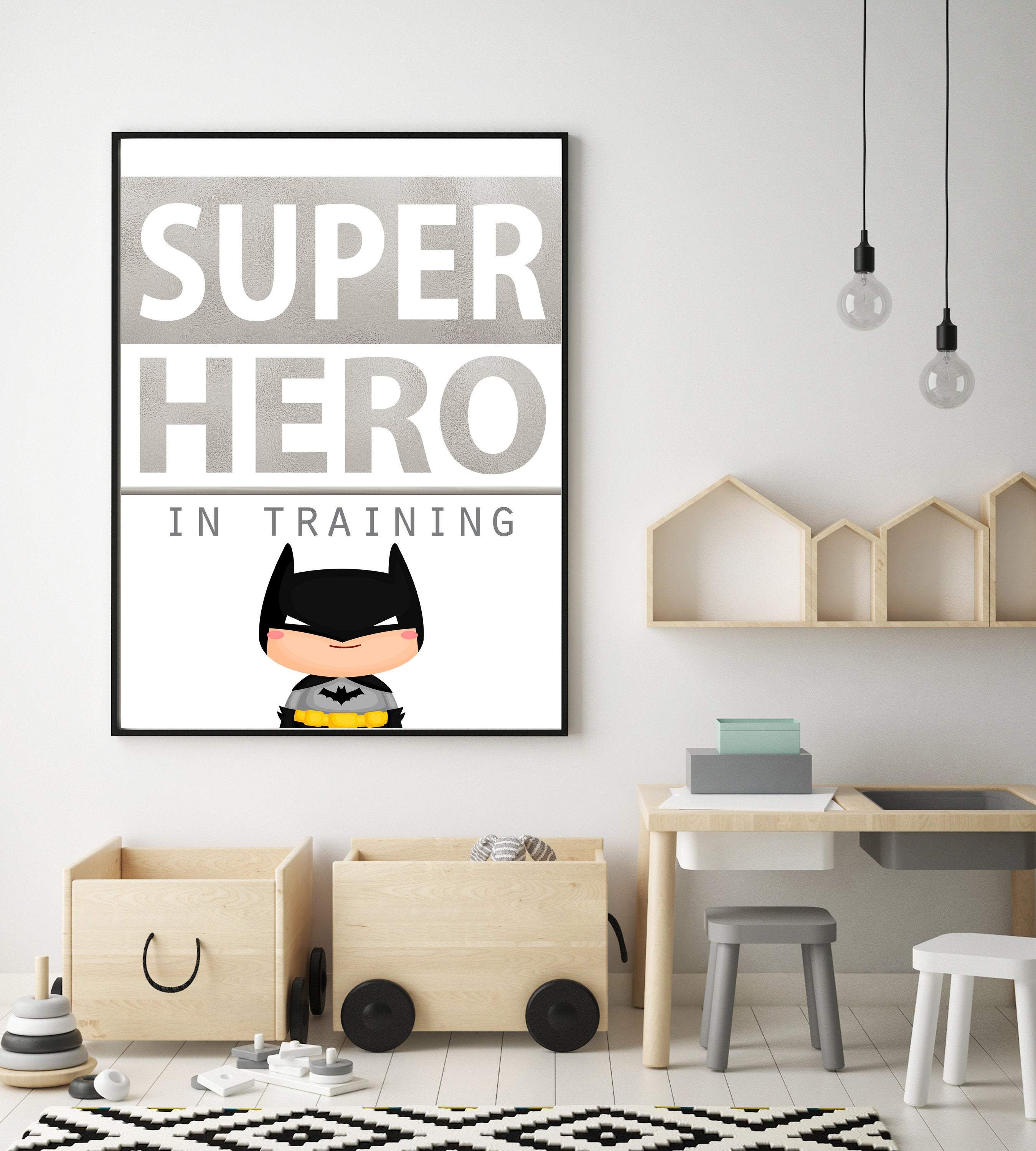 Super hero in training art print | Super hero wall decor nursery art print baby nursery bedroom decor