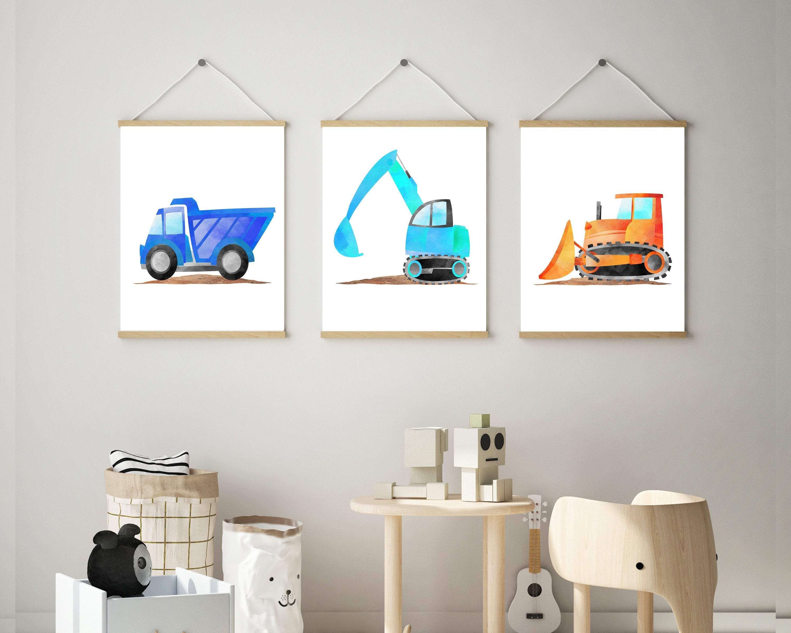 Truck prints - Construction nursery decor - Truck printables - Truck prints boys room - Baby boy nursery - Truck poster set of 3 prints nursery art print baby nursery bedroom decor
