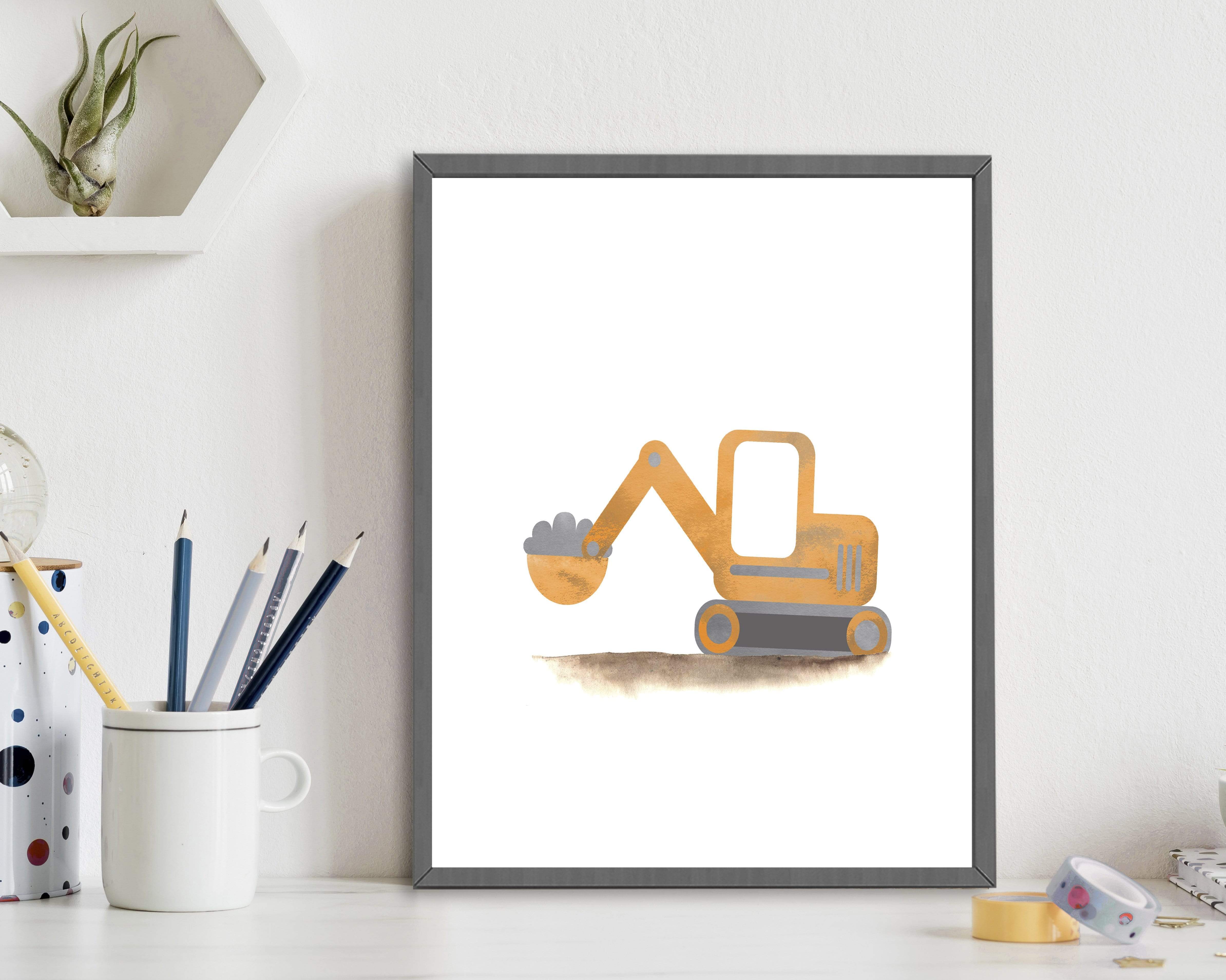Truck prints - Truck Art - Construction Prints - Construction Nursery Art - Construction Decor - Baby Boy Nursery - Nursery Art - Set of 3 nursery art print baby nursery bedroom decor