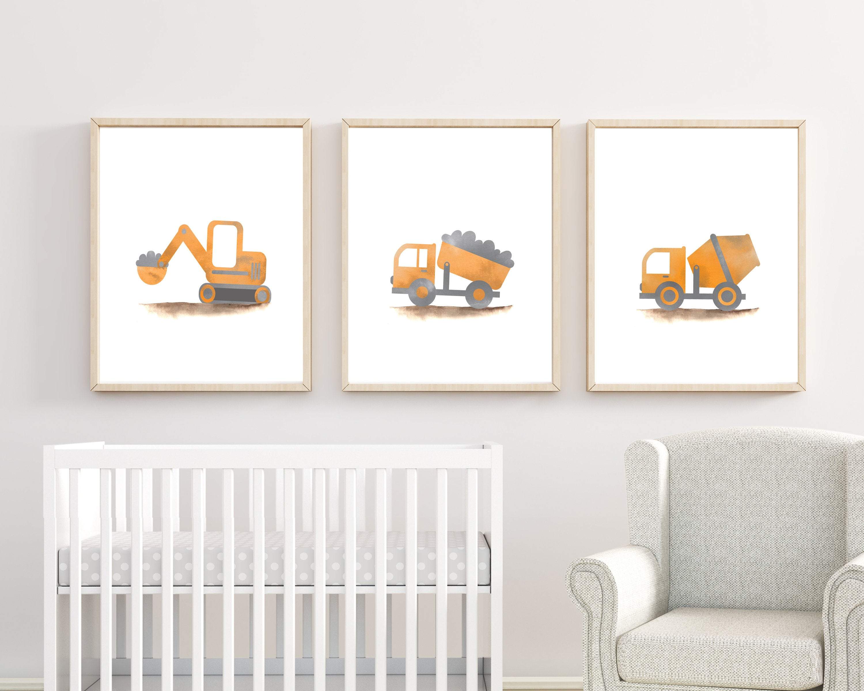 Truck Wall Art Printables | Construction Nursery Art | Set of 3 nursery art print baby nursery bedroom decor