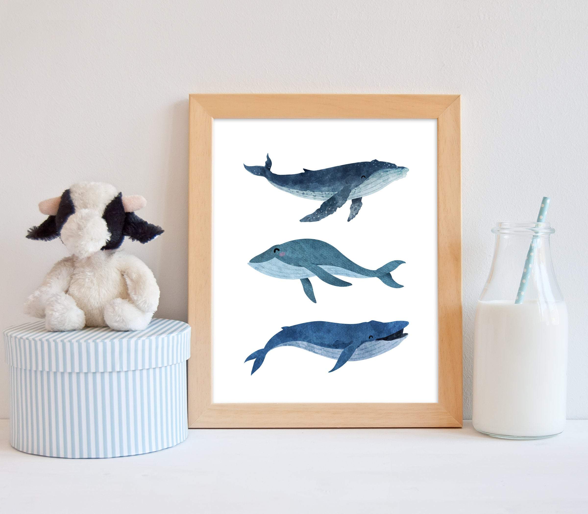 Whale wall art - Boy nursery wall art - Nautical wall decor - Nautical nursery - Baby nautical nursery - Whale art print - Sea animals H1785 nursery art print baby nursery bedroom decor