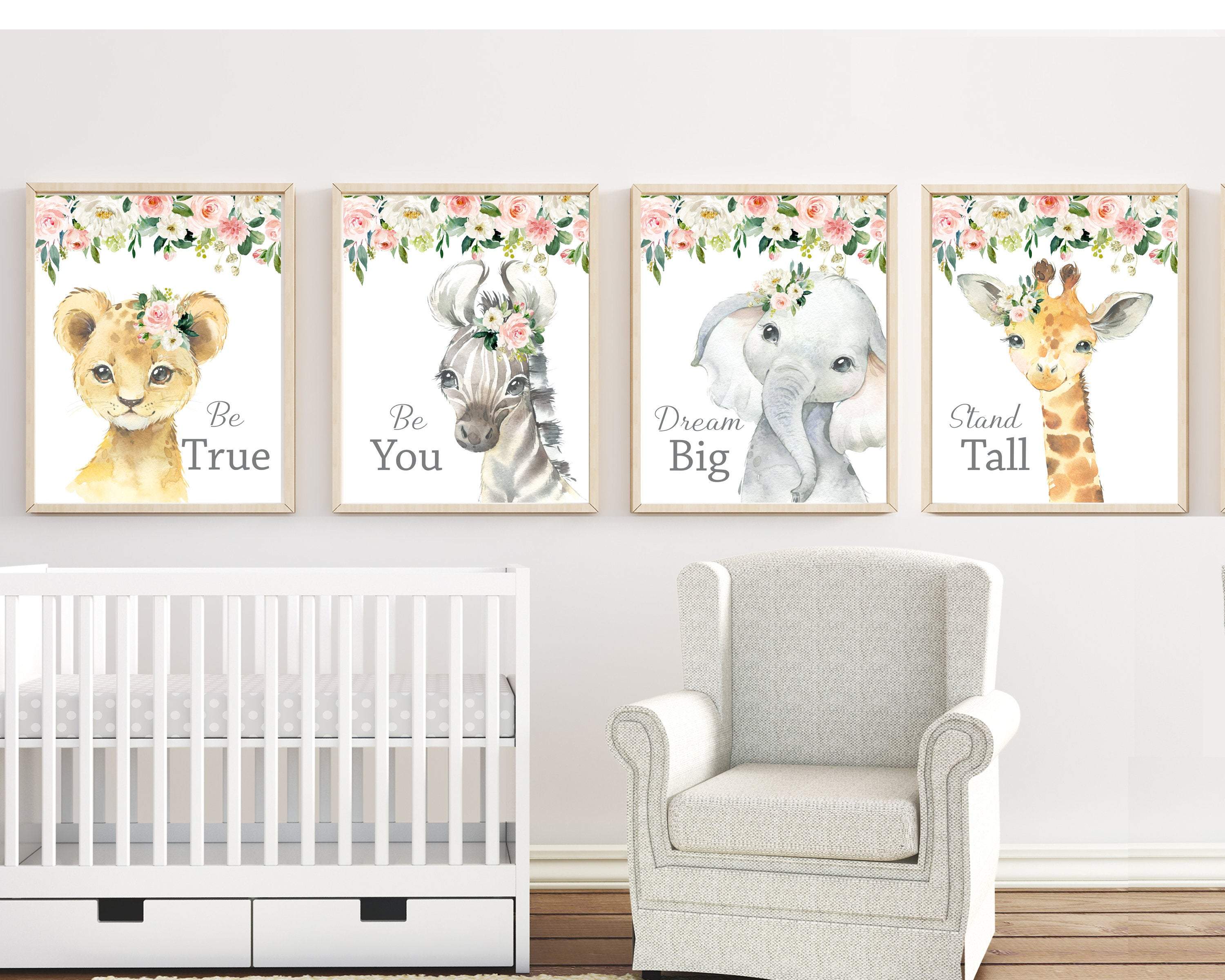 Woodland nursery art - Woodland nursery wall art - Woodland nursery decor girl - Woodland nursery girl - Floral nursery decor - H1929 nursery art print baby nursery bedroom decor