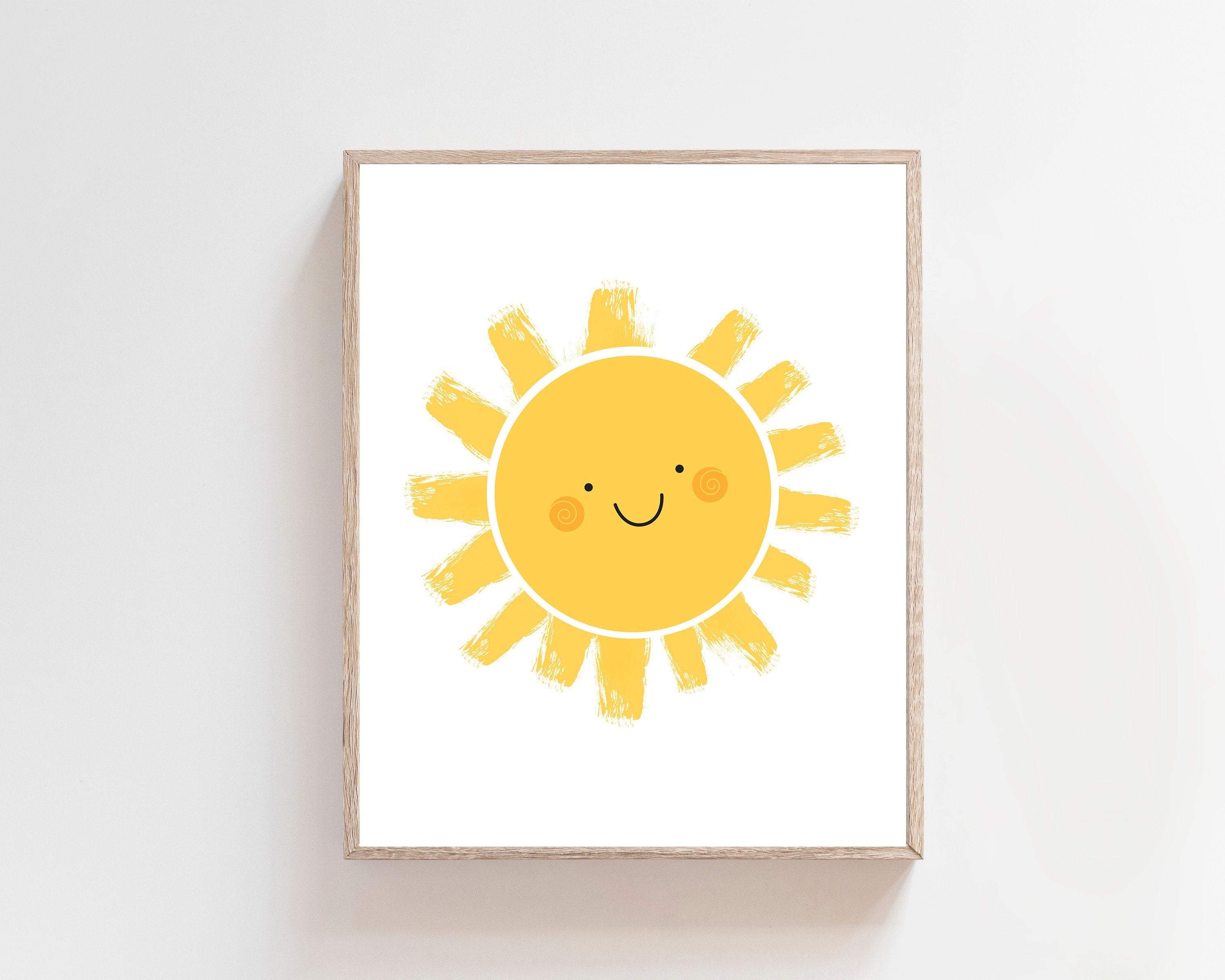 Yellow sun printable art, smile sun print for Kids room, Sun poster, Kids playroom poster, Nursery sun wall art Downloadable file - H1207 nursery art print baby nursery bedroom decor