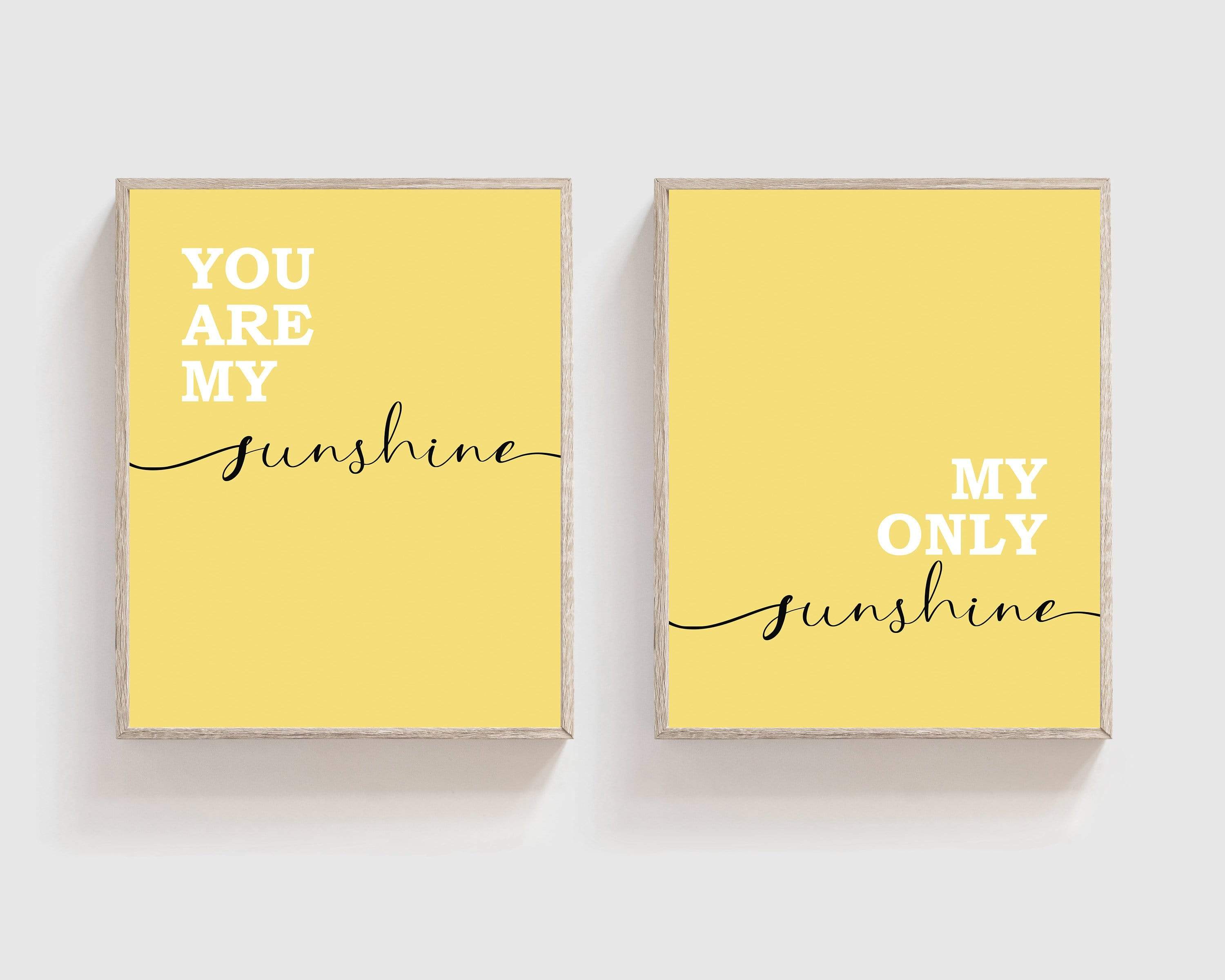 You are my sunshine wall art - Sunshine sign - Sunshine prints  - Yellow wall art - Yellow nursery prints - Nursery quotes printable - H1975 nursery art print baby nursery bedroom decor