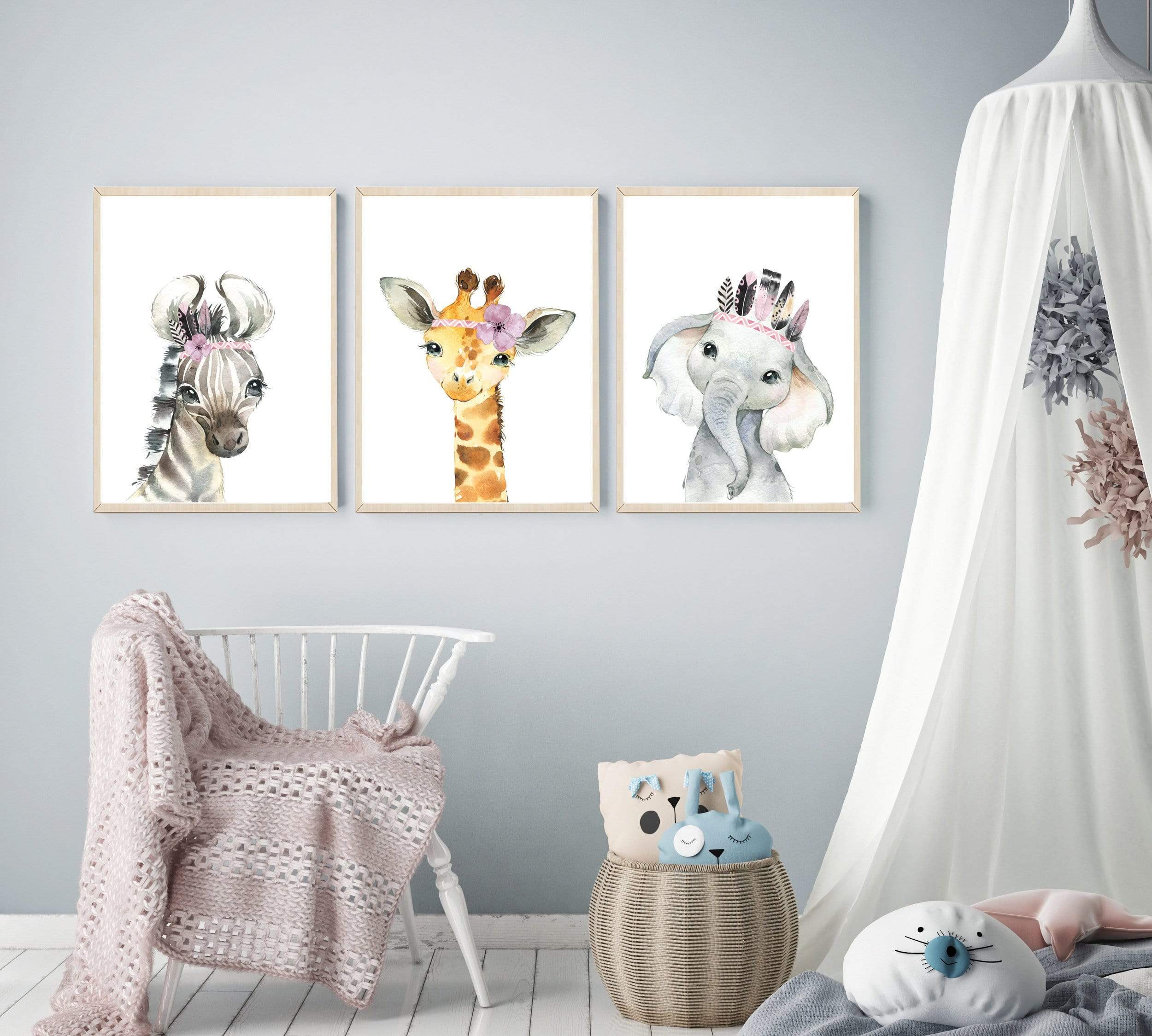 Zoo animals Wall Art Prints | Set of 3 prints | Kids Nursery Wall Art Prints nursery art print baby nursery bedroom decor