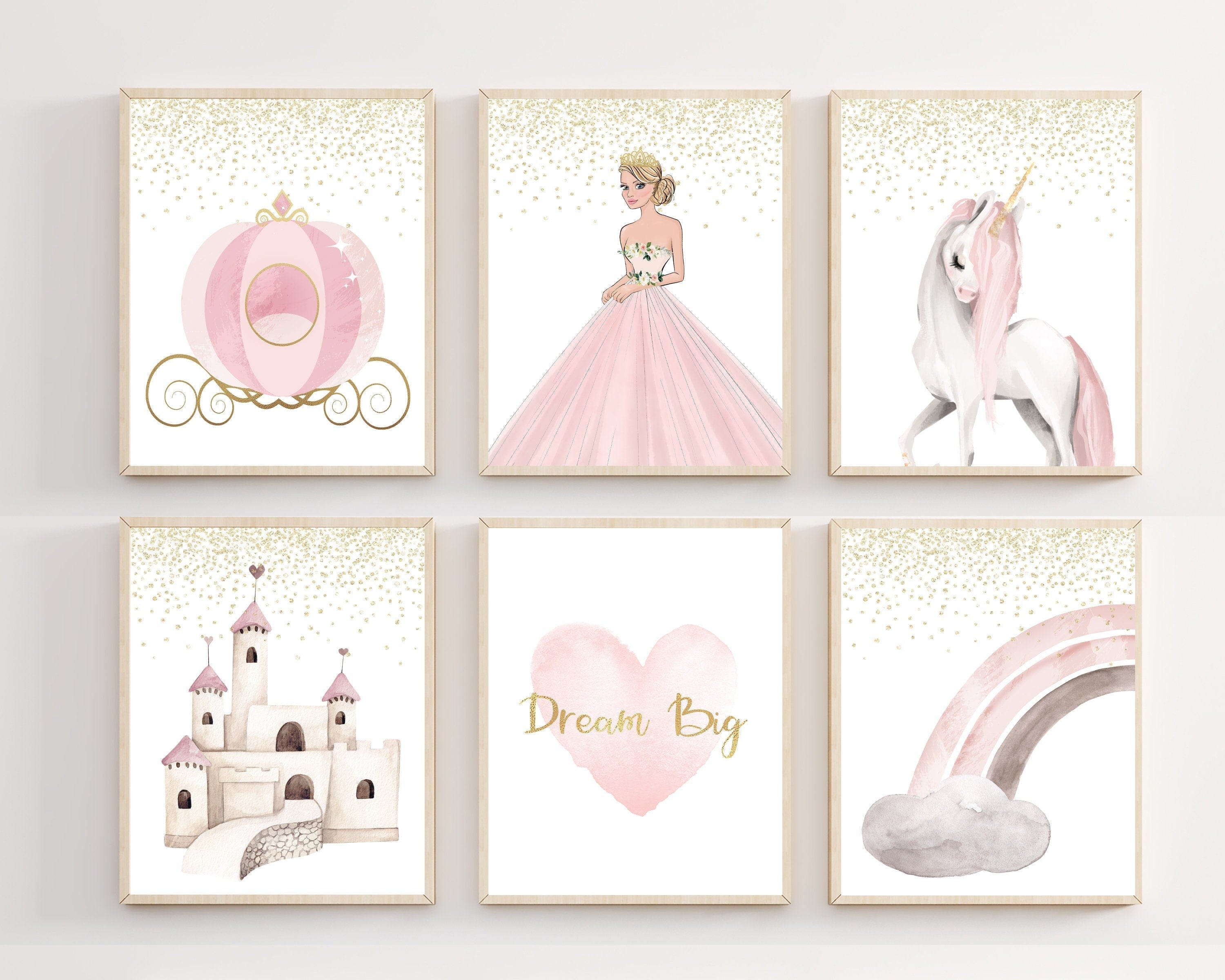 nursery art print baby nursery bedroom decor Princess wall decor - Princess nursery decor -  Watercolor princess print - Girls bedroom prints - Princess art prints - DIGITAL DOWLOAD