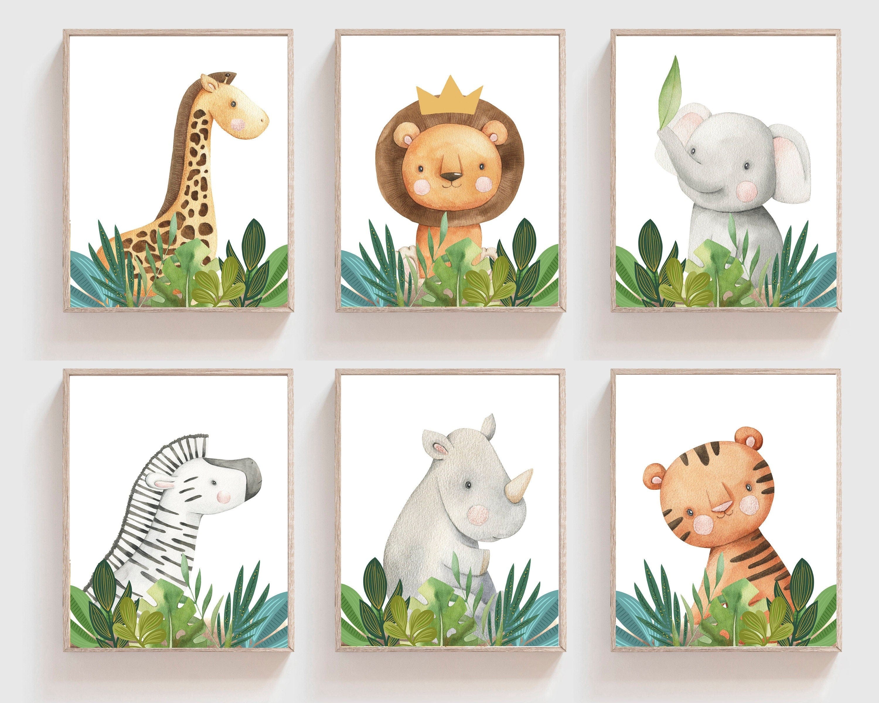 nursery art print baby nursery bedroom decor Safari nursery decor boy - Safari animal prints - Baby boy nursery - Safari baby animal prints - Watercolor animals - Boy nursery prints