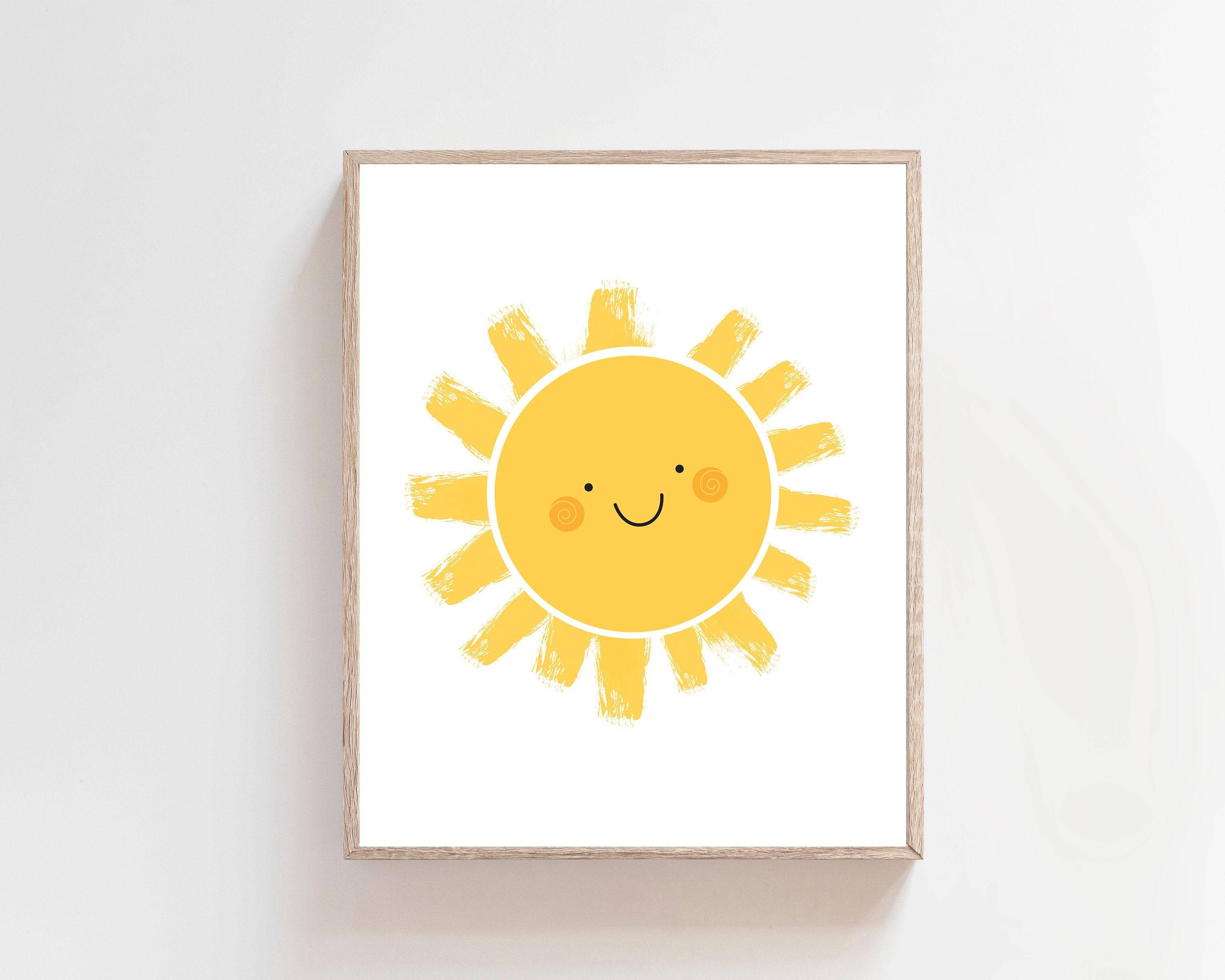 nursery art print baby nursery bedroom decor Yellow sun printable art, smile sun print for Kids room, Sun poster, Kids playroom poster, Nursery sun wall art Downloadable file - H1207