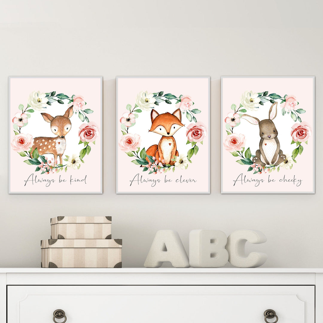 nursery art print baby nursery bedroom decor Woodland nursery decor girl - Baby girl nursery decor - Woodland nursery decor - Woodland nursery prints - Woodland animals printable -H2071