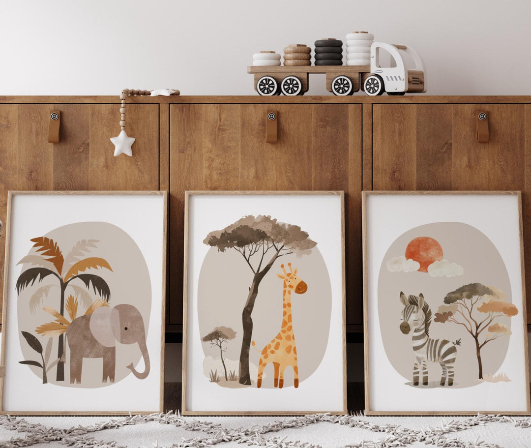 nursery art print baby nursery bedroom decor Boho Safari Nursery decor, Safari nursery prints, Nursery wall art, Set of 3 Safari baby animal prints, digital art, kids room decor, H3135