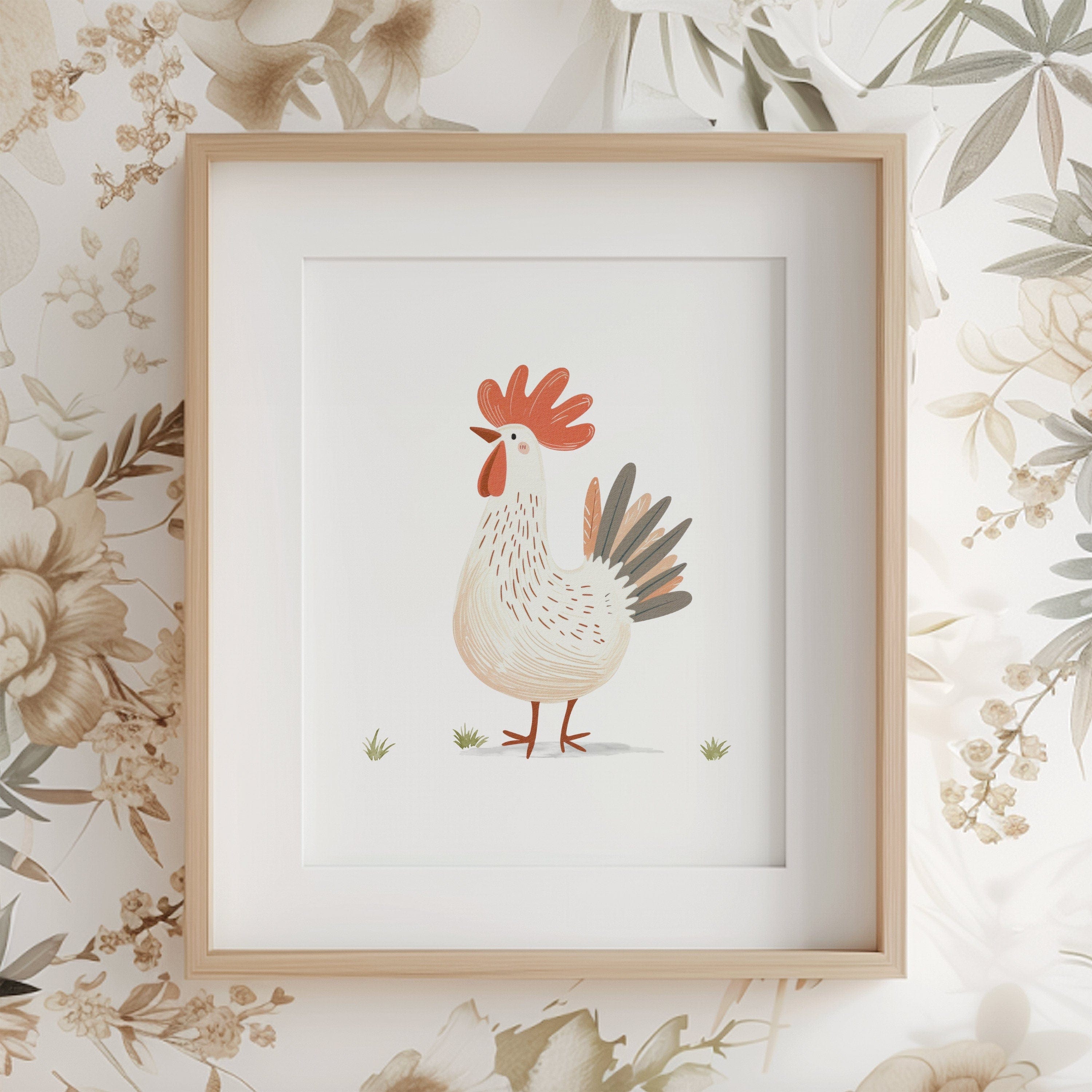nursery art print baby nursery bedroom decor Charming Farm Animal Art Print for Kids Room Decor, Farm Animal art print, Farm Nursery Decor, Farm Nursery art print, Chicken Print, H3075