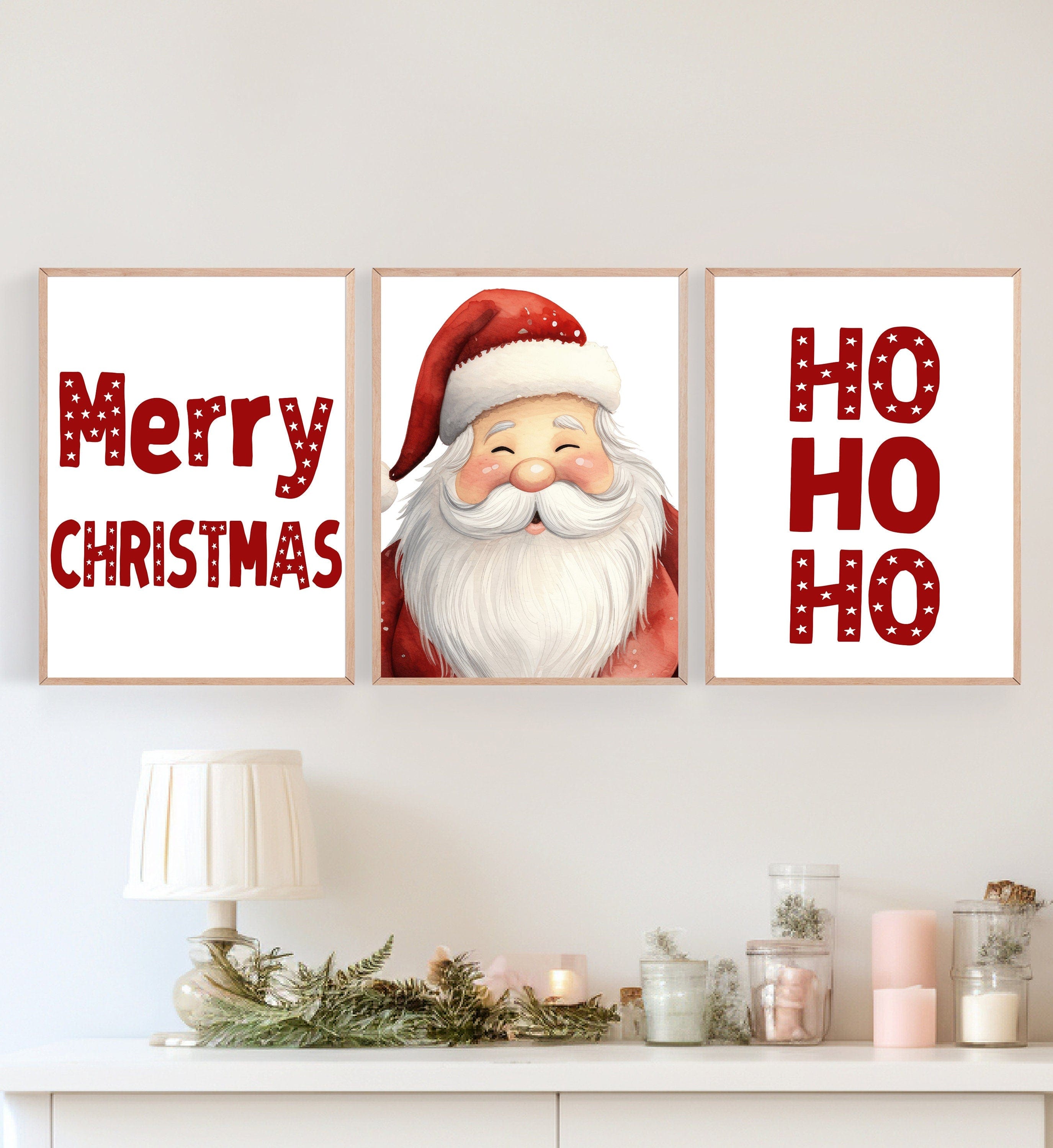 nursery art print baby nursery bedroom decor Christmas Decor Prints | Santa Claus Wall Art | Christmas Wall Art | Santa Claus and Reindeer Prints | Merry Christmas | Winter Decor |H2948
