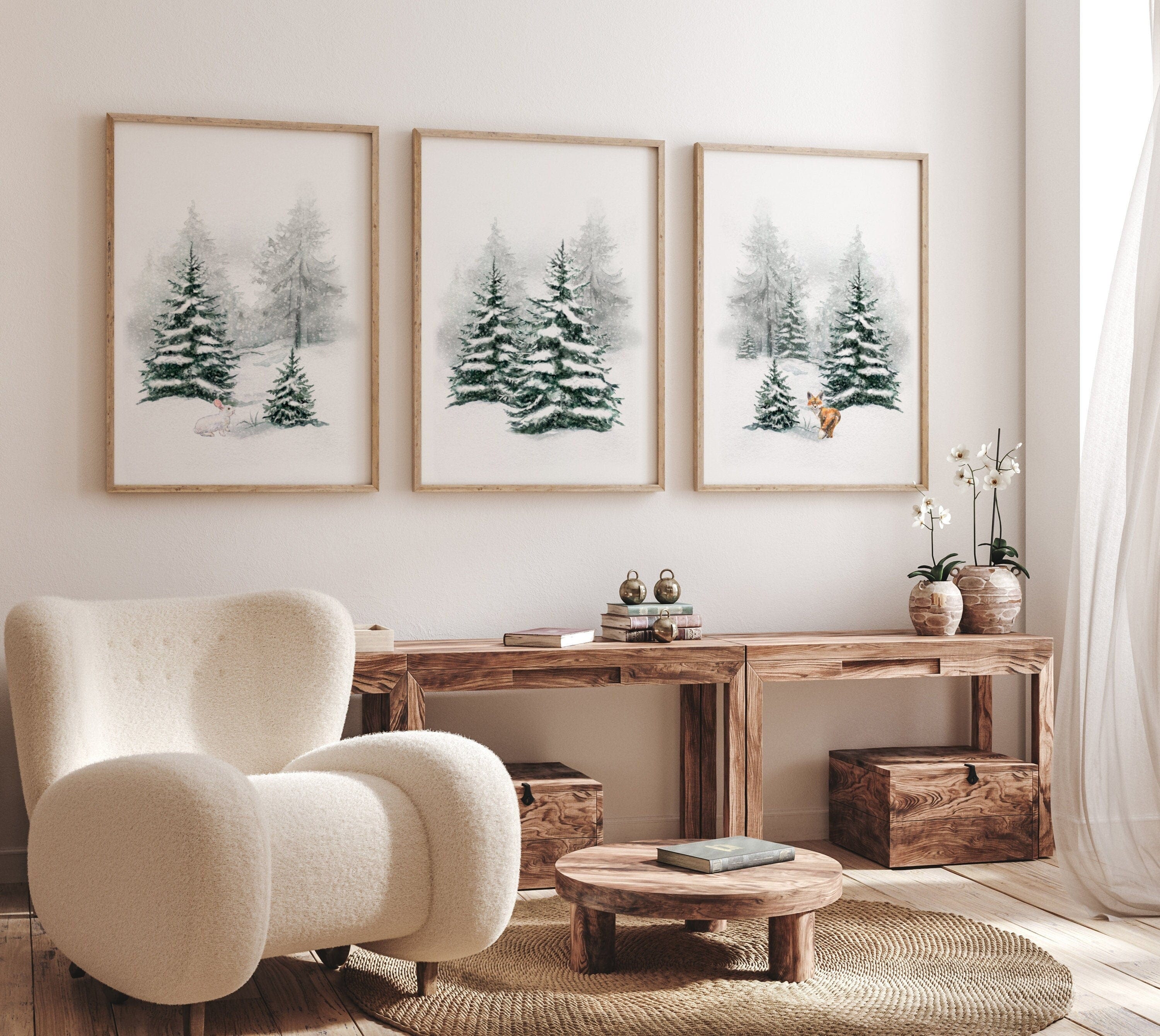 nursery art print baby nursery bedroom decor Classic Christmas prints | Christmas Tree Watercolor Prints | Winter Forest Wall Art | Christmas Decor | Festive decor | H2953