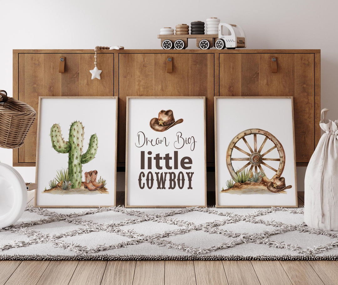 nursery art print baby nursery bedroom decor Cowboy Nursery Prints Set of 3, Gallery Wall Art, Boys Western Nursery Decor, Western Room Decor, Rustic Nursery, Printable Wall Art, H3149