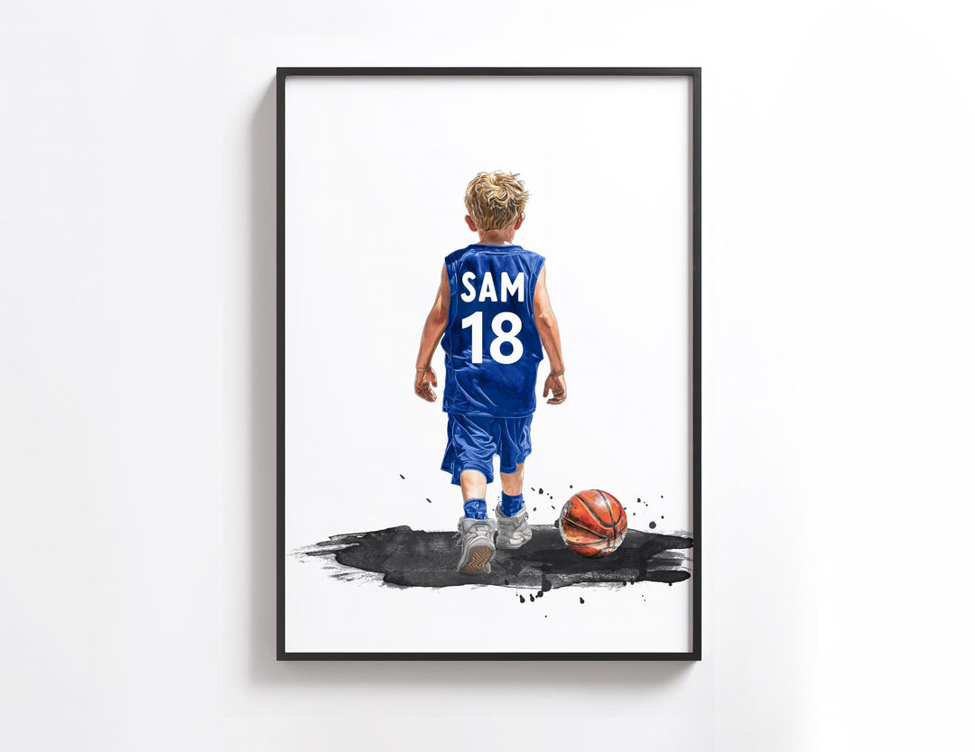 nursery art print baby nursery bedroom decor Custom Basketball Player Print • Personalized Jersey Number & Name • Boys Sports Wall Art • Kid Room Decor • Gift for Little Athlete - H3521