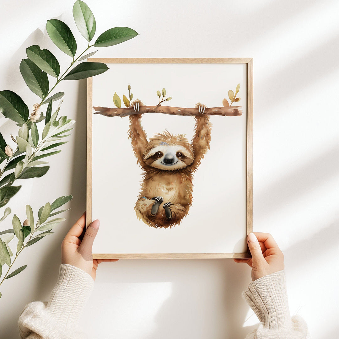 nursery art print baby nursery bedroom decor Cute Safari Animal Print, Jungle animal nursery decor, Baby Sloth Art Print, Safari Nursery Decor, Safari Animal, Digital Print,  H3037